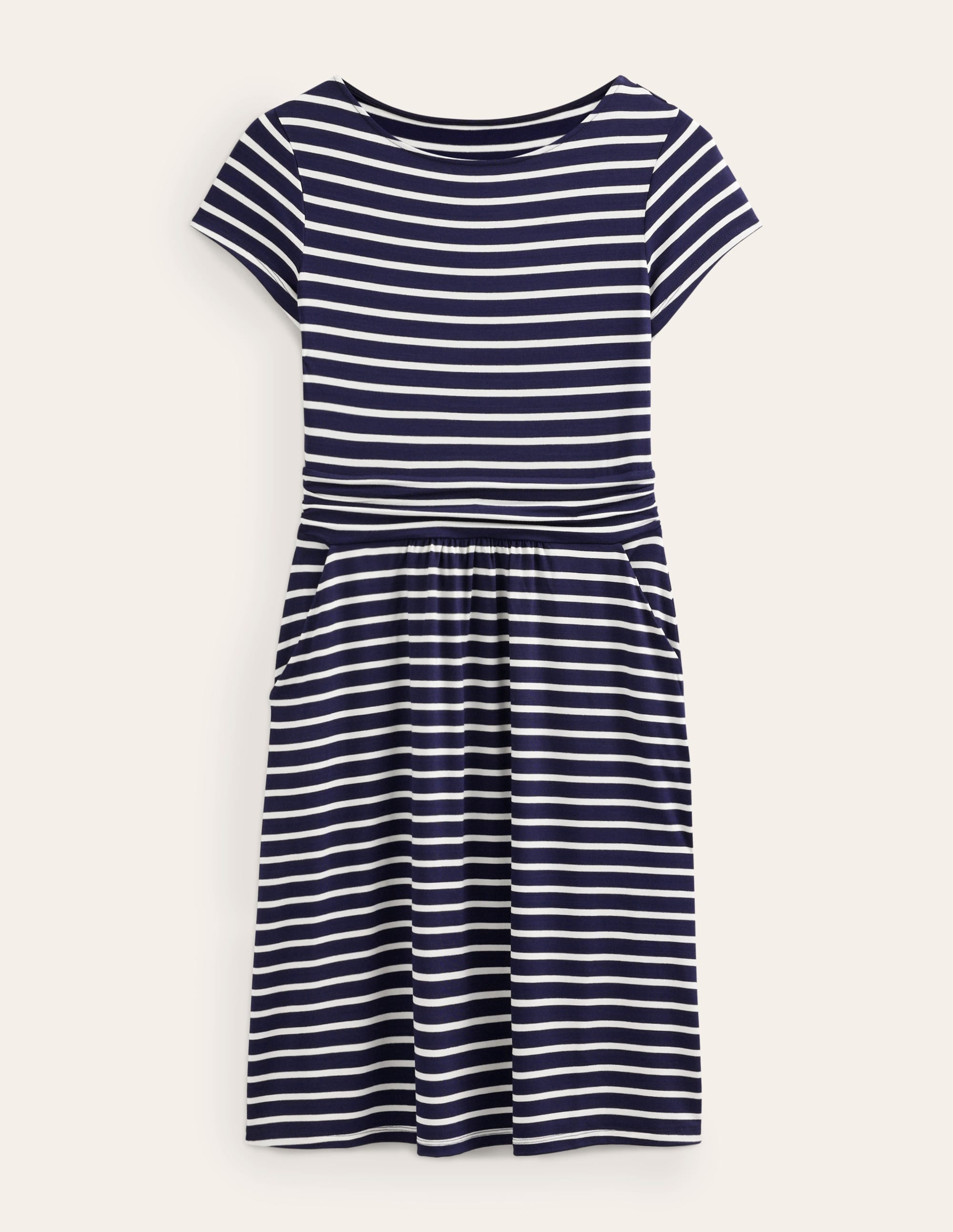 Amelie Jersey Dress-Navy, Ivory Stripe - Image 5