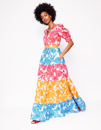 Bella Puff Sleeve Maxi Dress-Multi, Blossom Cascade | Boden UK