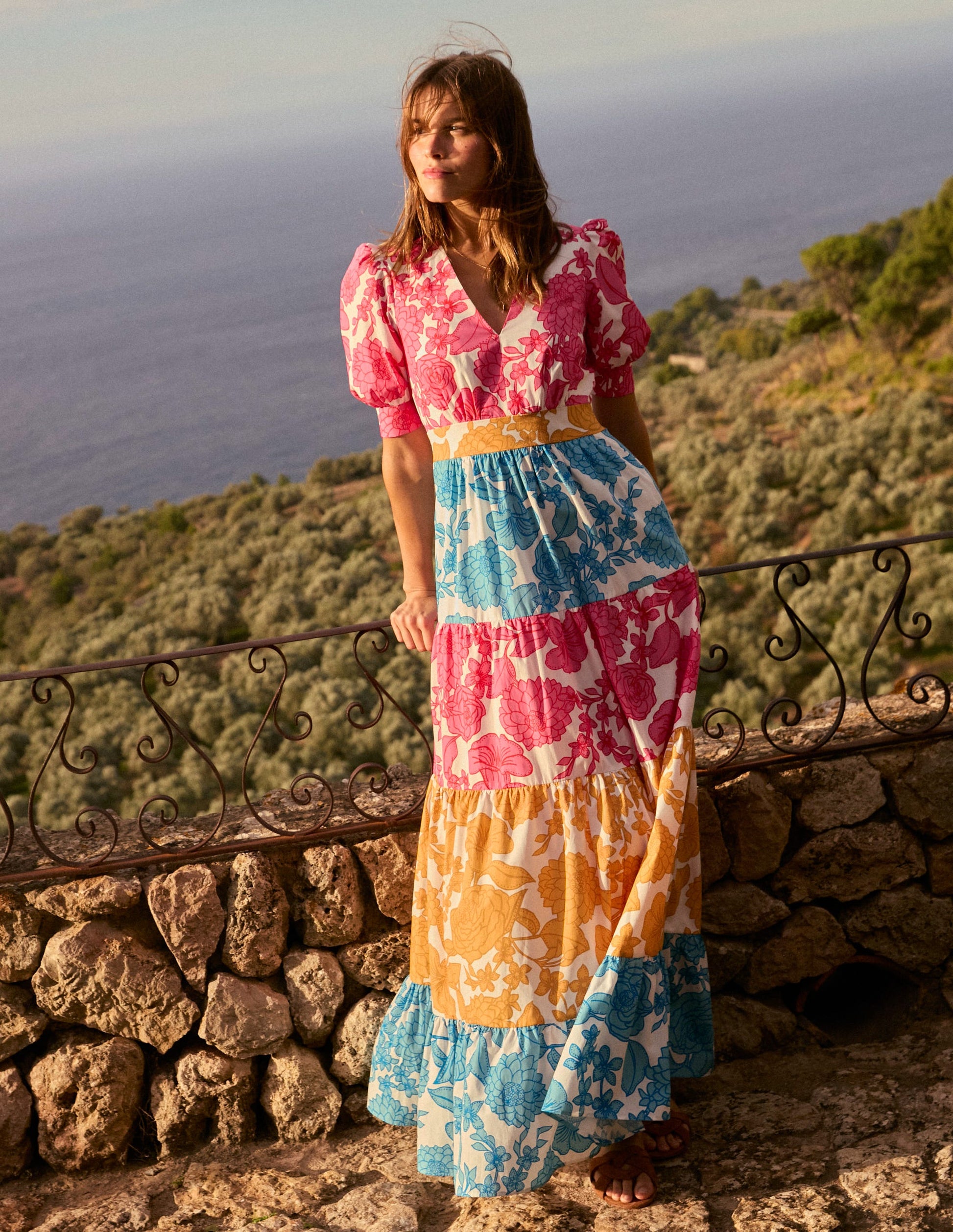 boden bella jersey dress Boden Bella J0340 Jersey Midi Dress Boho Batik Stretch Belt 3/4 Flare Red Size 6
