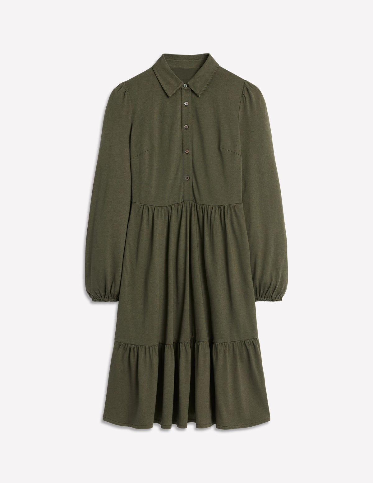 Jemima Tiered Jersey Dress-Classic Khaki - Image 5