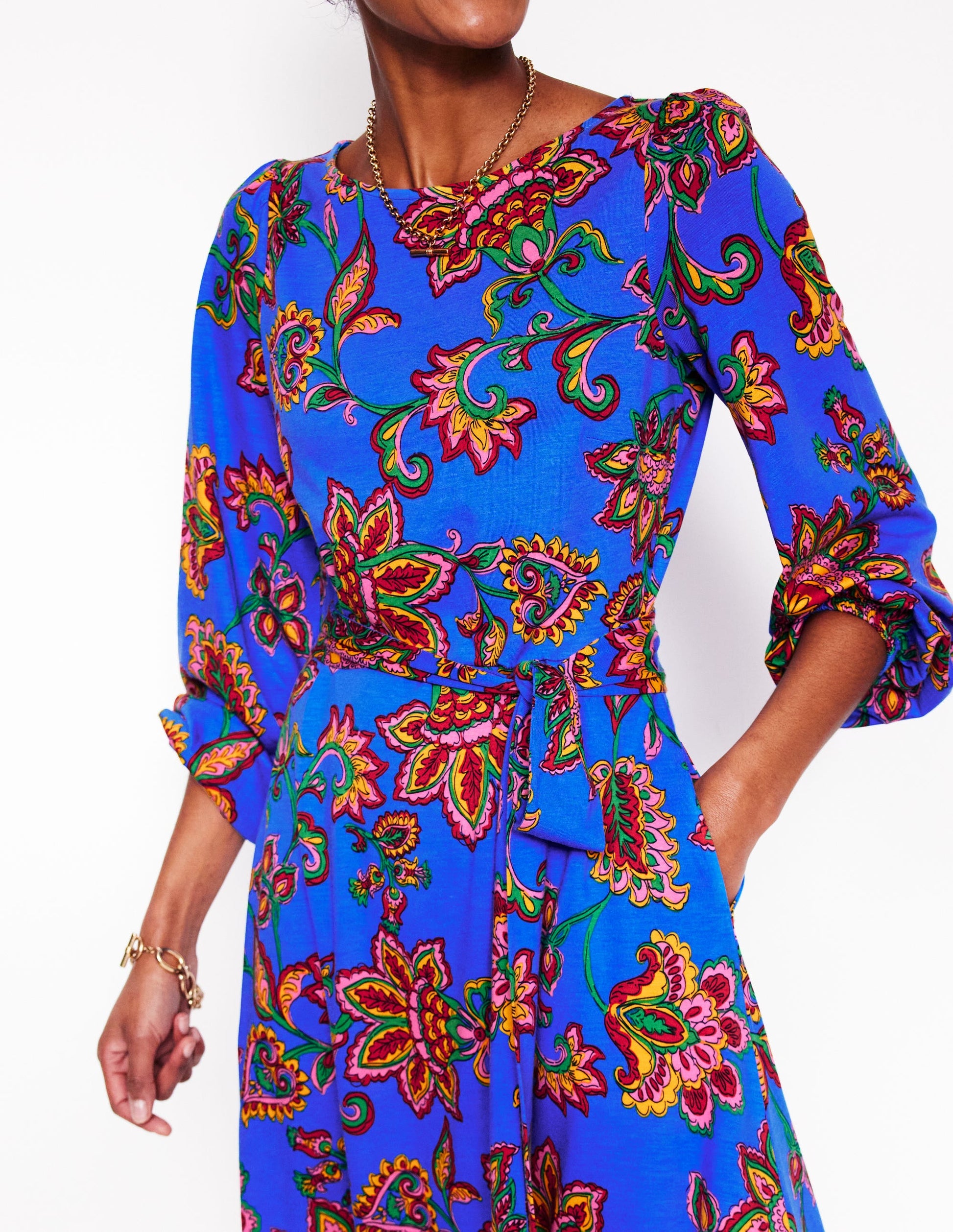 Leandra Jersey Midi Dress-Gallery Blue, Whimsical Vine | Boden UK Leandra Jersey Midi Dress-Gallery Blue, Whimsical Vine | Boden UK