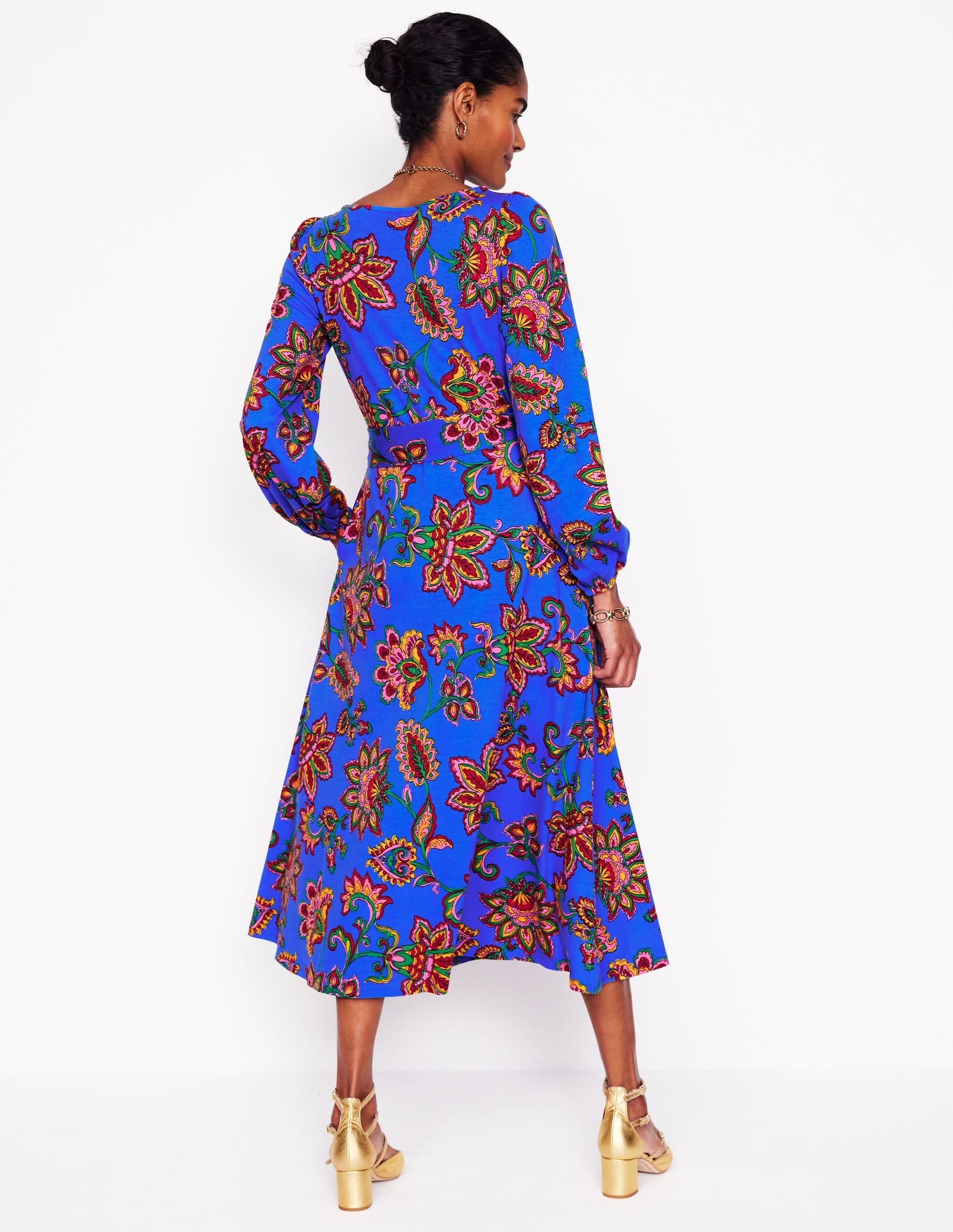 Leandra Jersey Midi Dress-Gallery Blue, Whimsical Vine - Image 3
