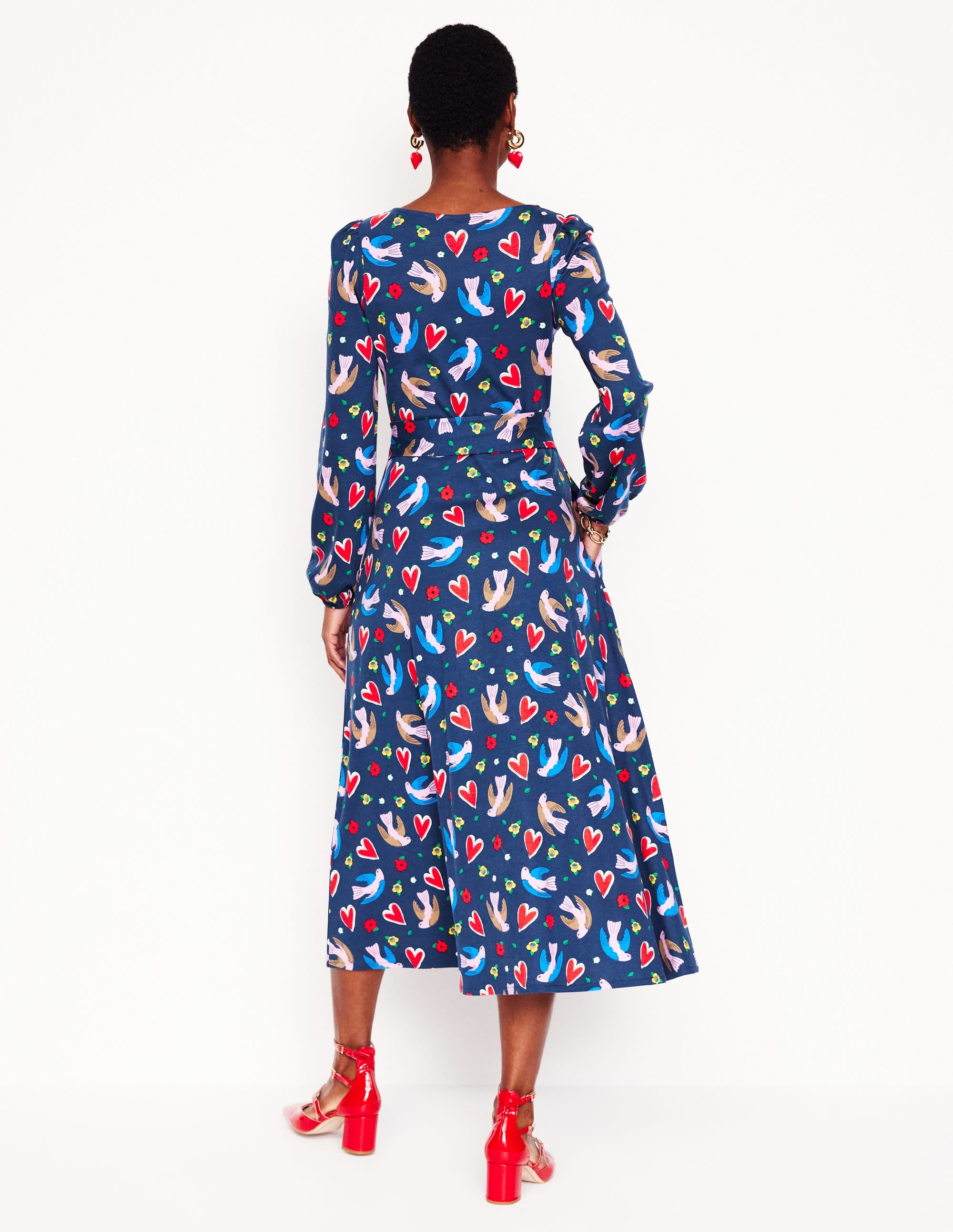Leandra Jersey Midi Dress-French Navy, Heart Flutter - Image 3