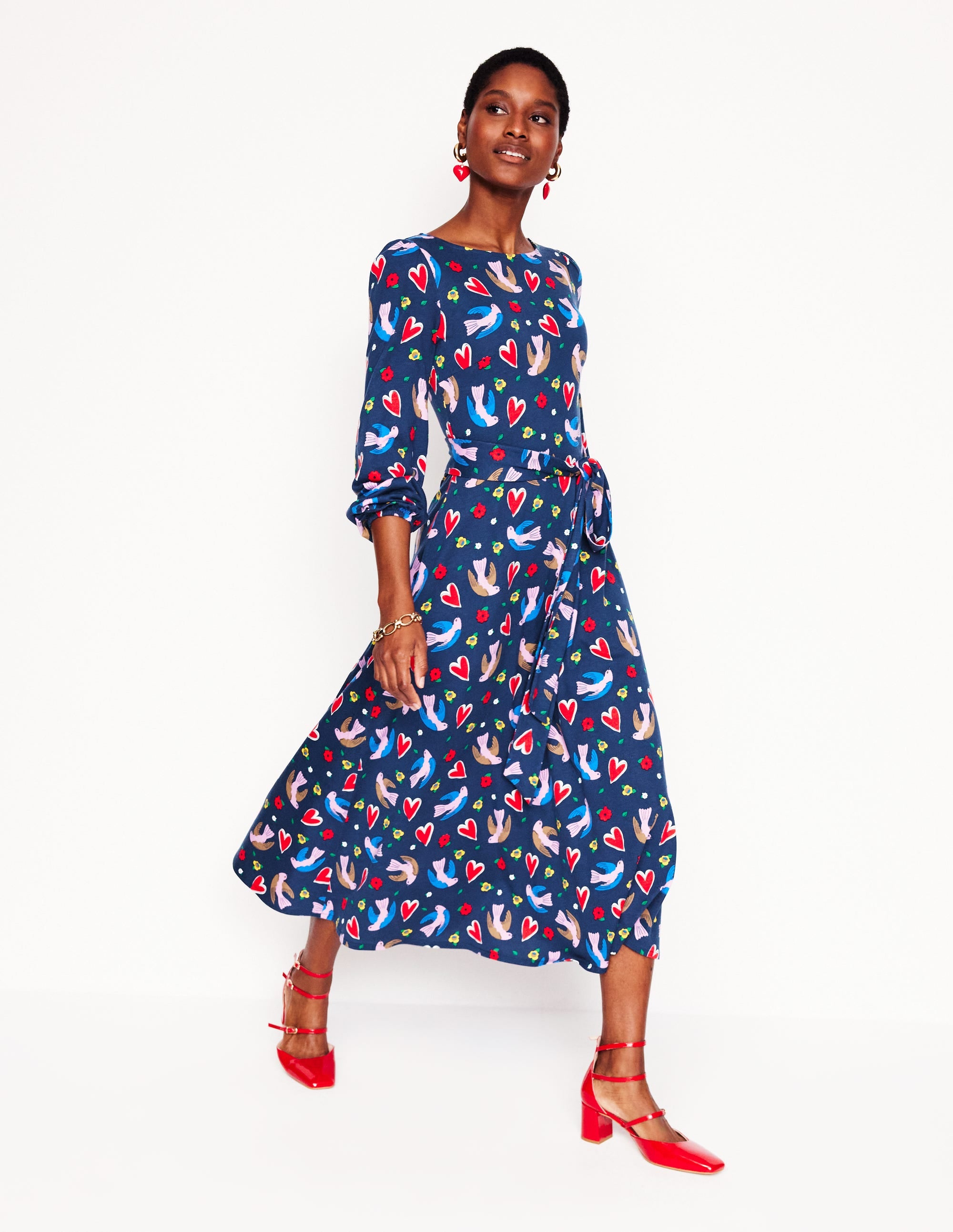 Leandra Jersey Midi Dress-French Navy, Heart Flutter - Image 4