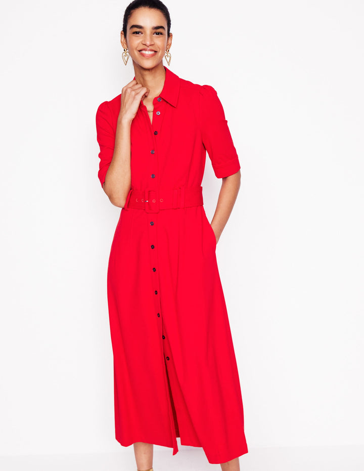 Anita Ponte Shirt Dress-Poppy Red