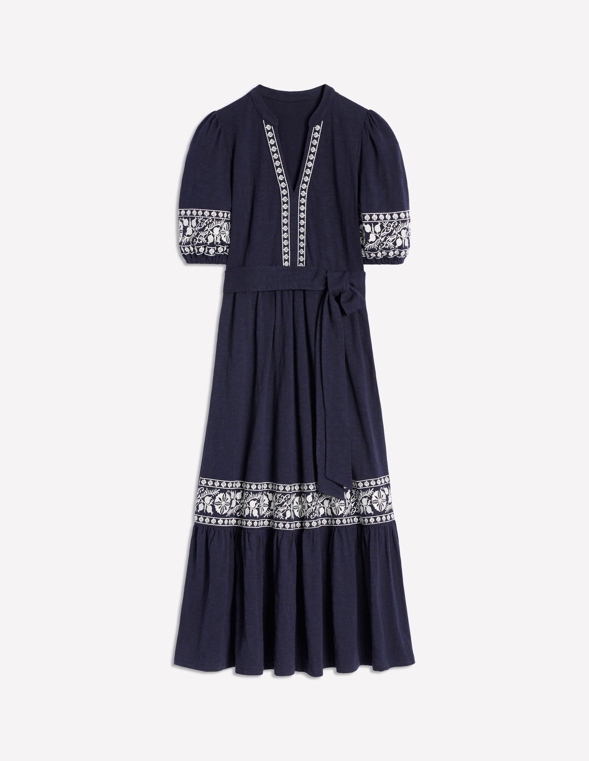 Amara Embroidered Jersey Dress-Navy Embroidery | Boden UK Amara Embroidered Jersey Dress-Navy Embroidery | Boden UK