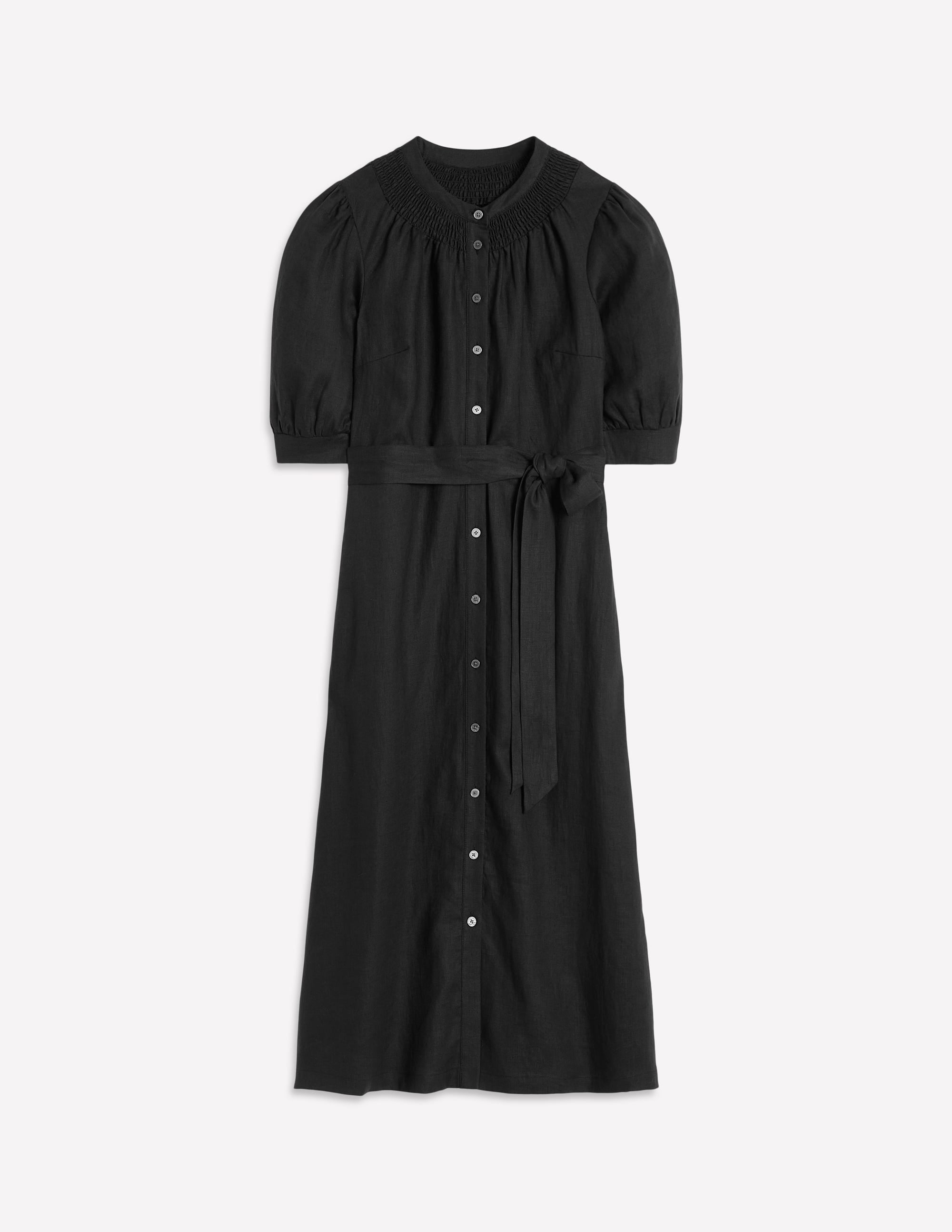 Ada Linen Midi Dress-Black - Image 6