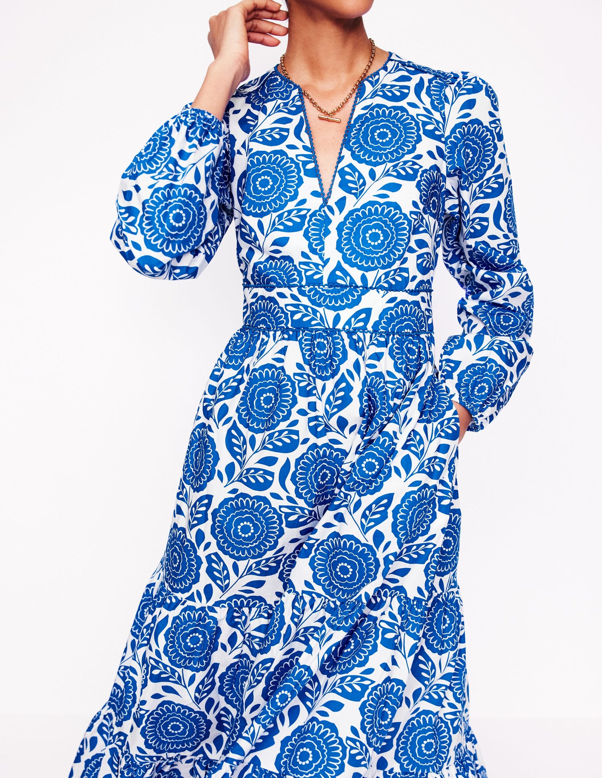 Violet Midi Dress-Gallery Blue, Dahlia Stamp | Boden AU Violet Midi Dress-Gallery Blue, Dahlia Stamp | Boden AU