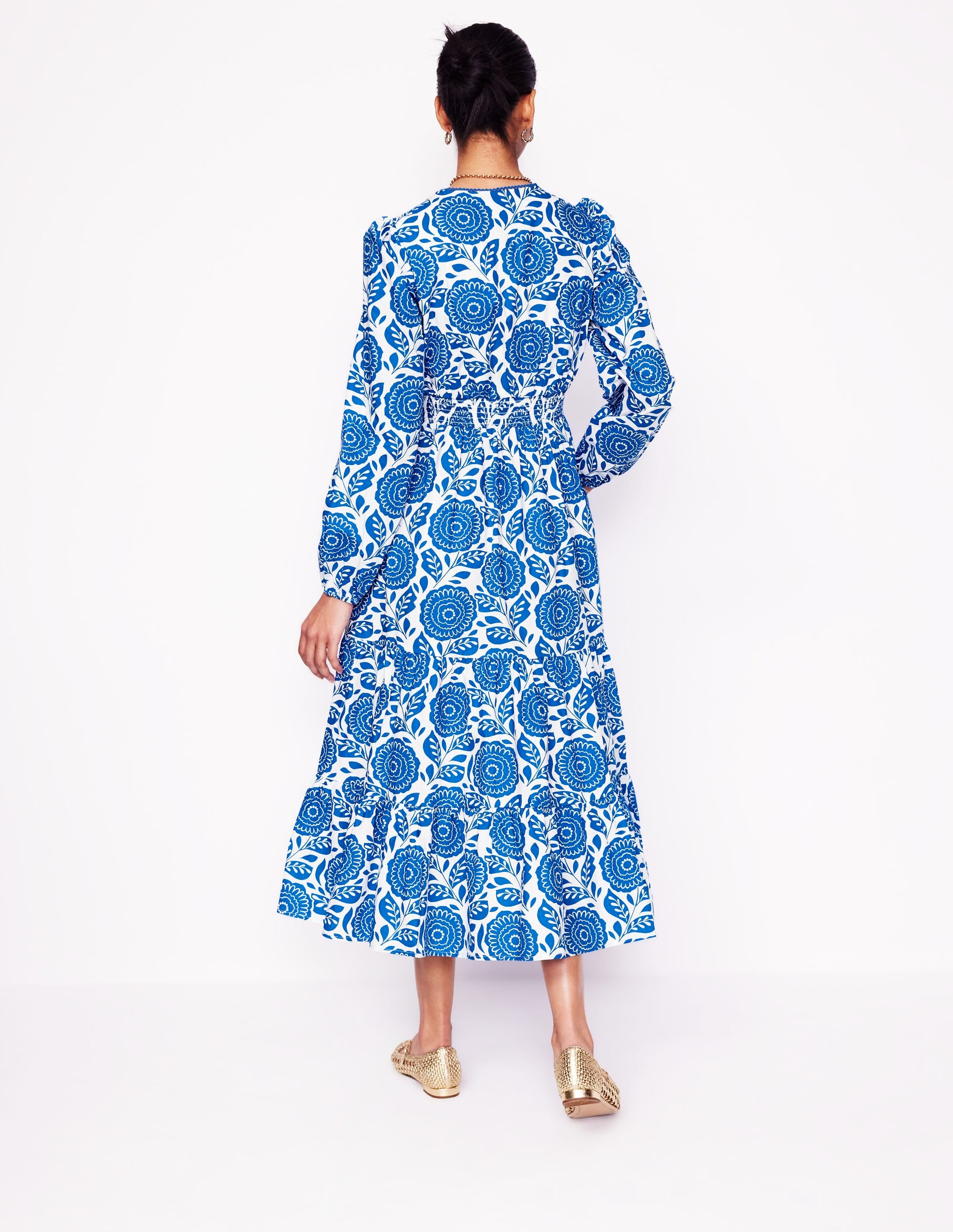 Violet Midi Dress-Gallery Blue, Dahlia Stamp - Image 3
