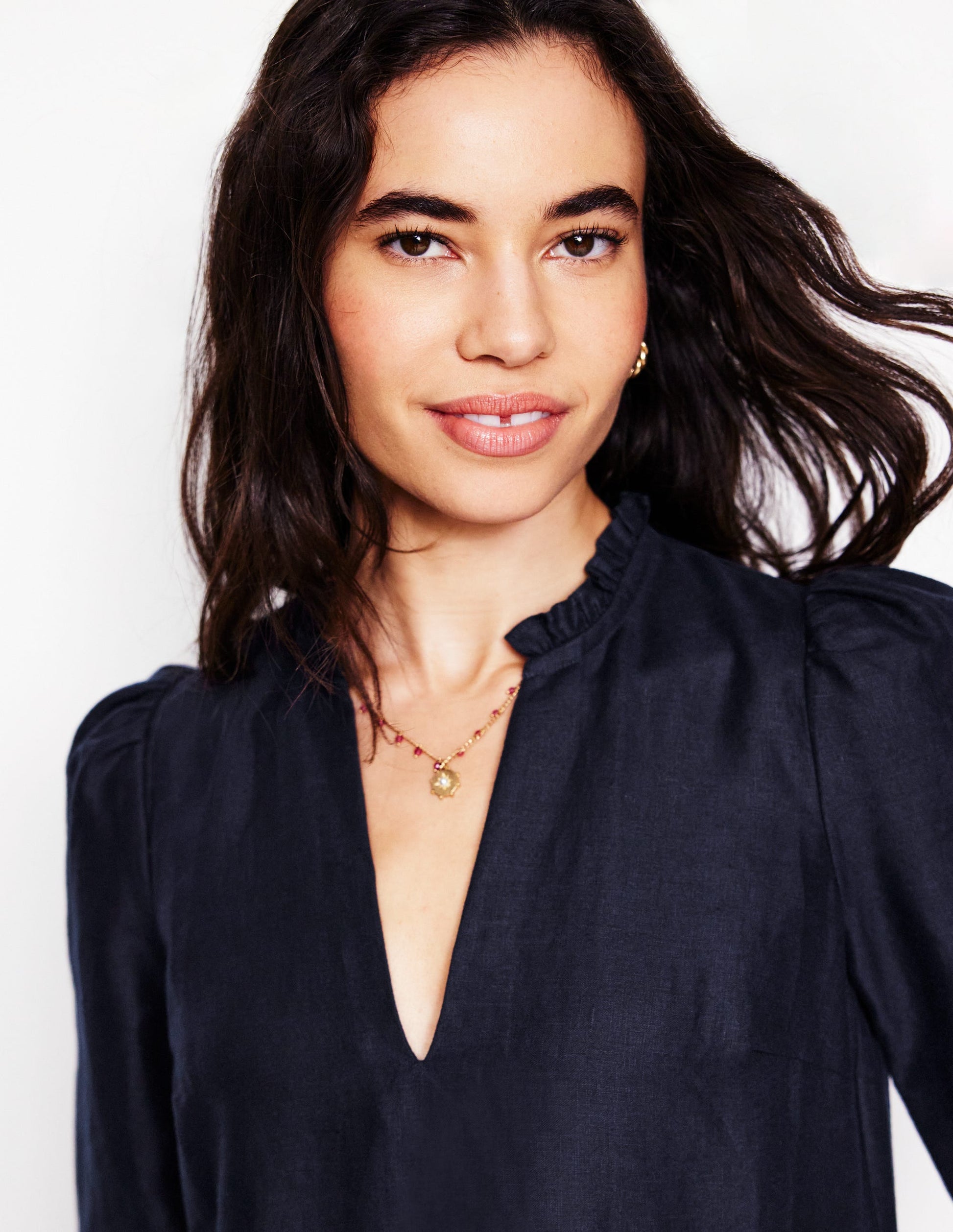 Esme Linen Mini Dress-Navy | Boden UK Esme Linen Mini Dress-Navy | Boden UK