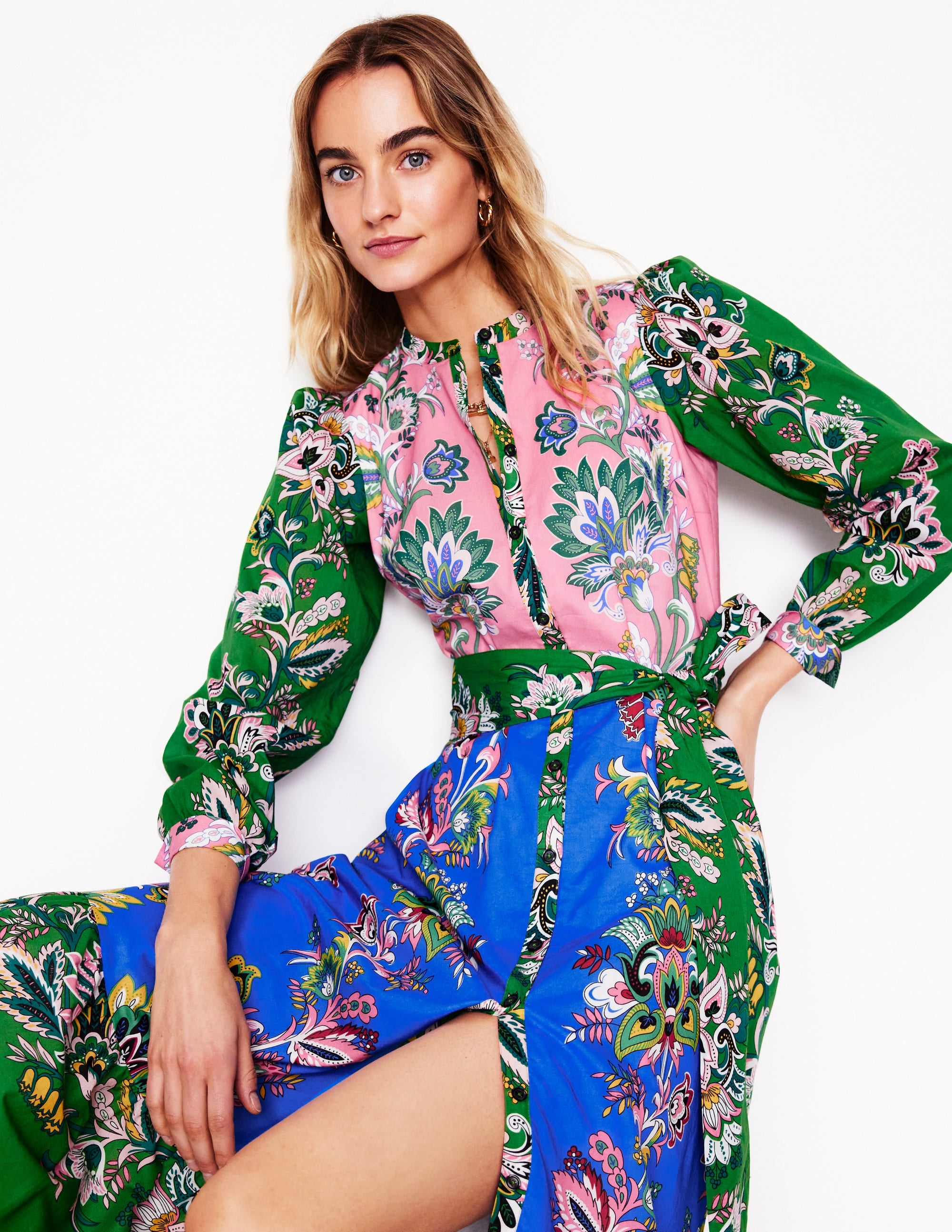 Mia Tiered Shirt Dress-Multi, Botanica Terrace - Image 1