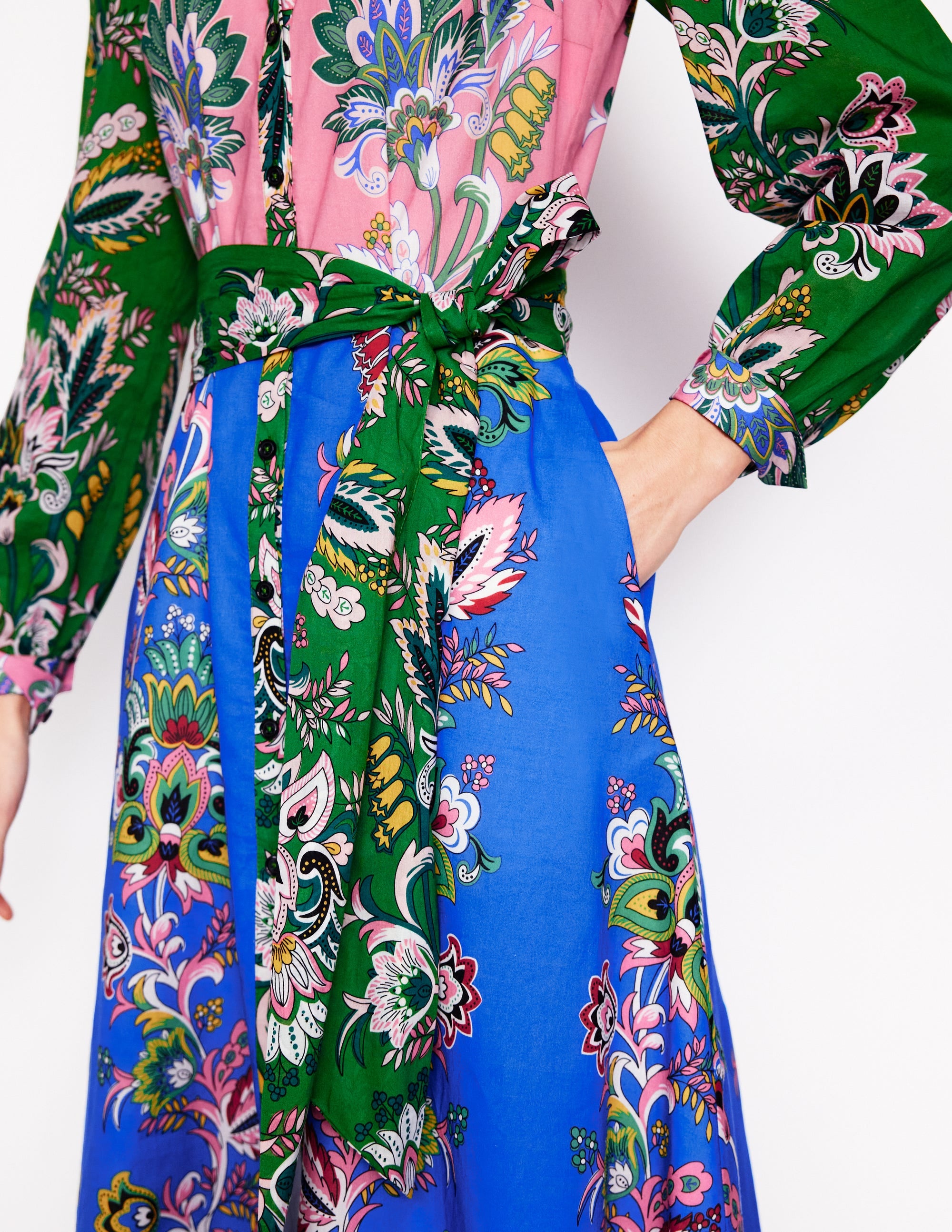 Mia Tiered Shirt Dress-Multi, Botanica Terrace - Image 3