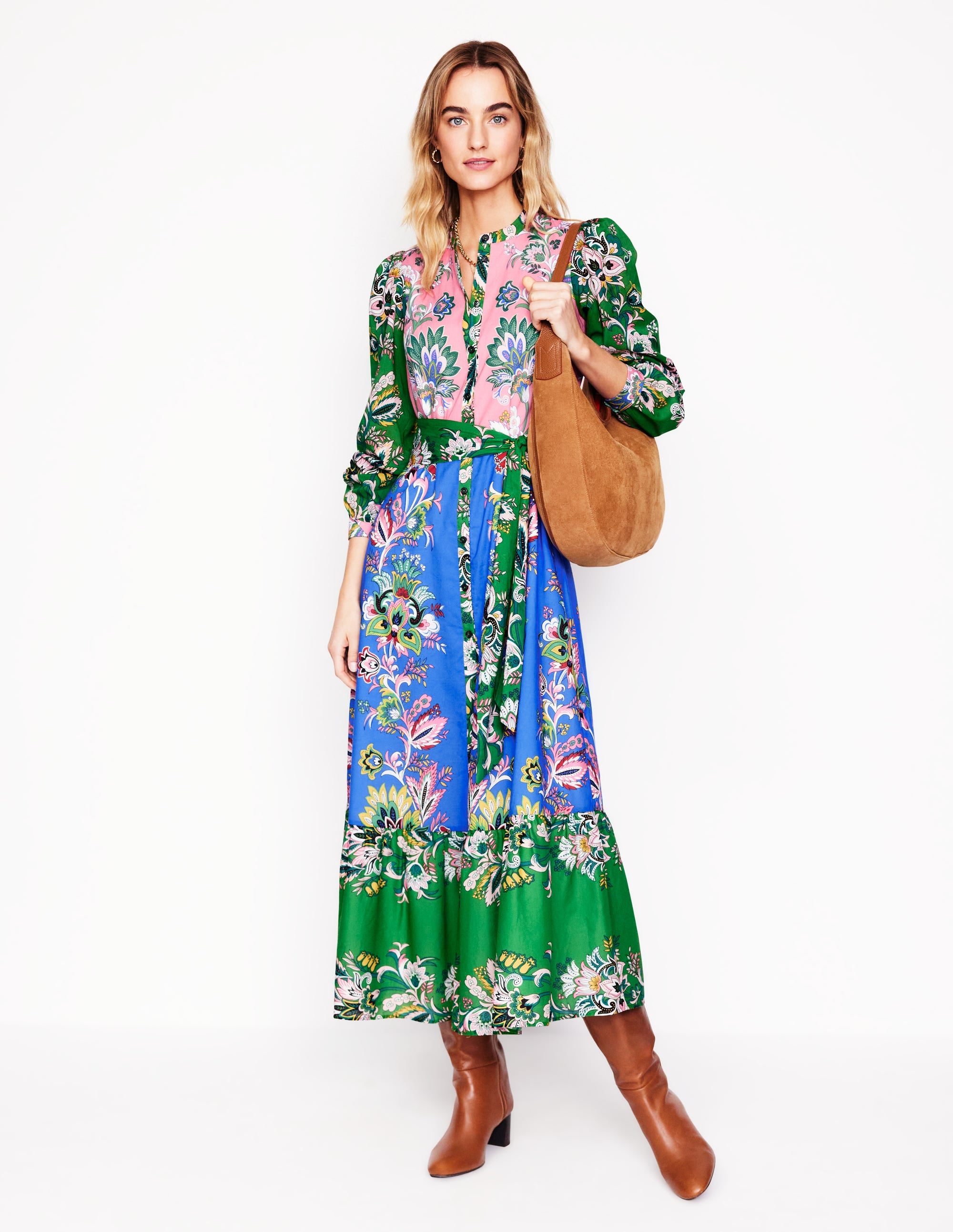 Mia Tiered Shirt Dress-Multi, Botanica Terrace - Image 6