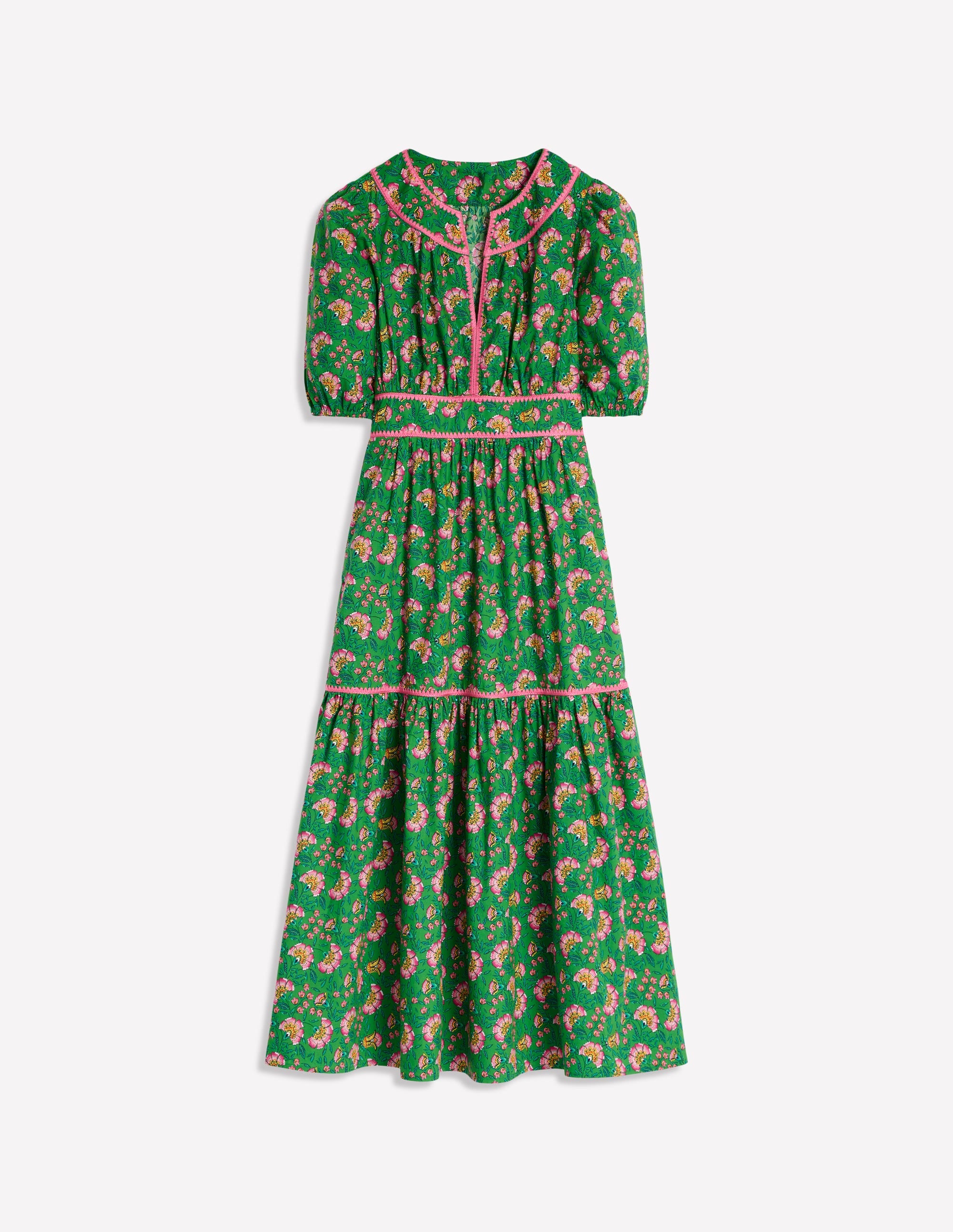 Rhea Embroidered Midi Dress-Green, Decorative Vine - Image 7