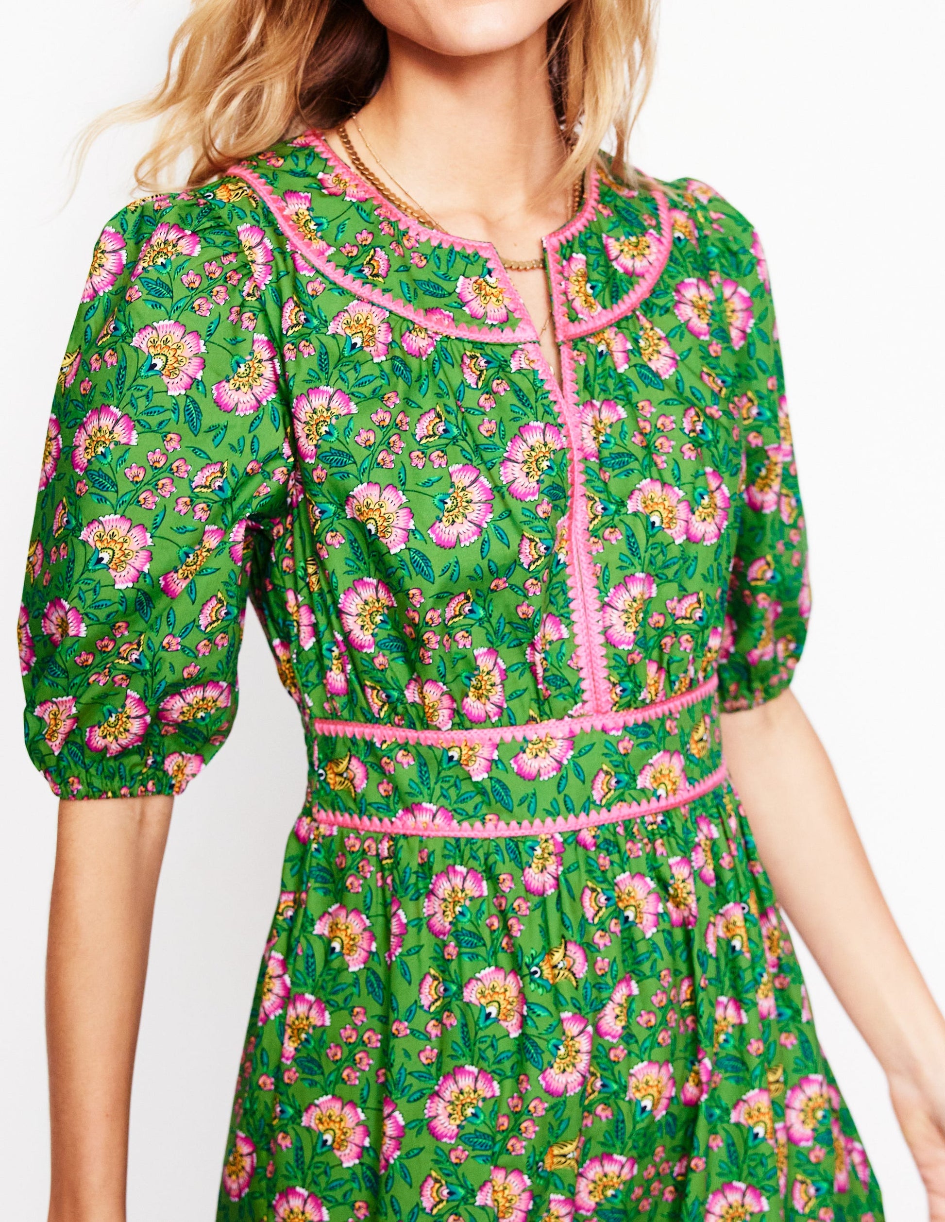 Rhea Embroidered Midi Dress-Green, Decorative Vine | Boden AU Rhea Embroidered Midi Dress-Green, Decorative Vine | Boden AU