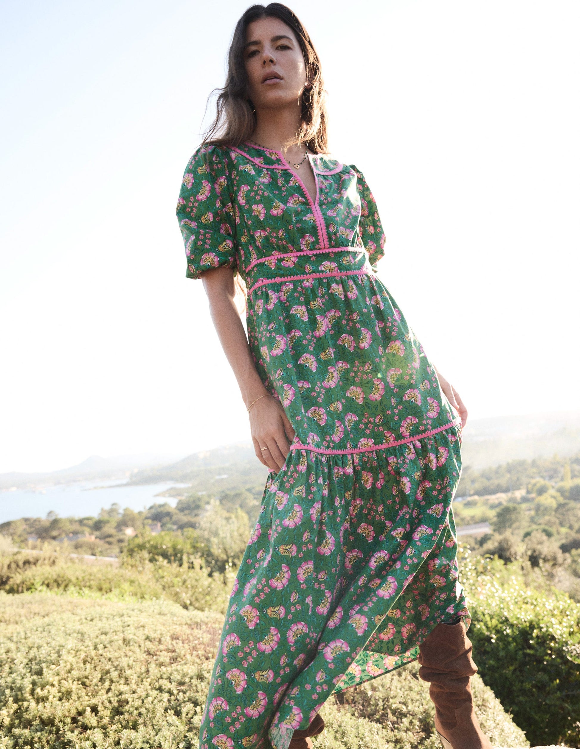 Rhea Embroidered Midi Dress-Green, Decorative Vine | Boden AU Rhea Embroidered Midi Dress-Green, Decorative Vine | Boden AU