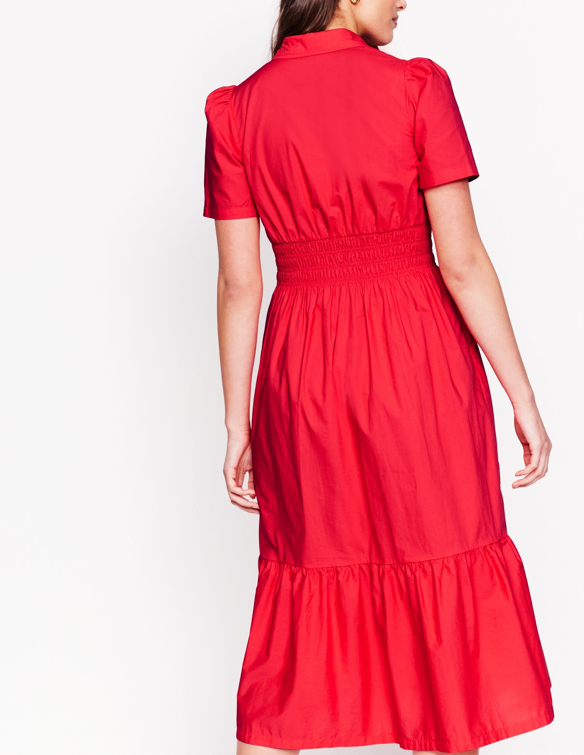 Jane Smocked Shirt Dress-Strawberry Tart Red - Image 3