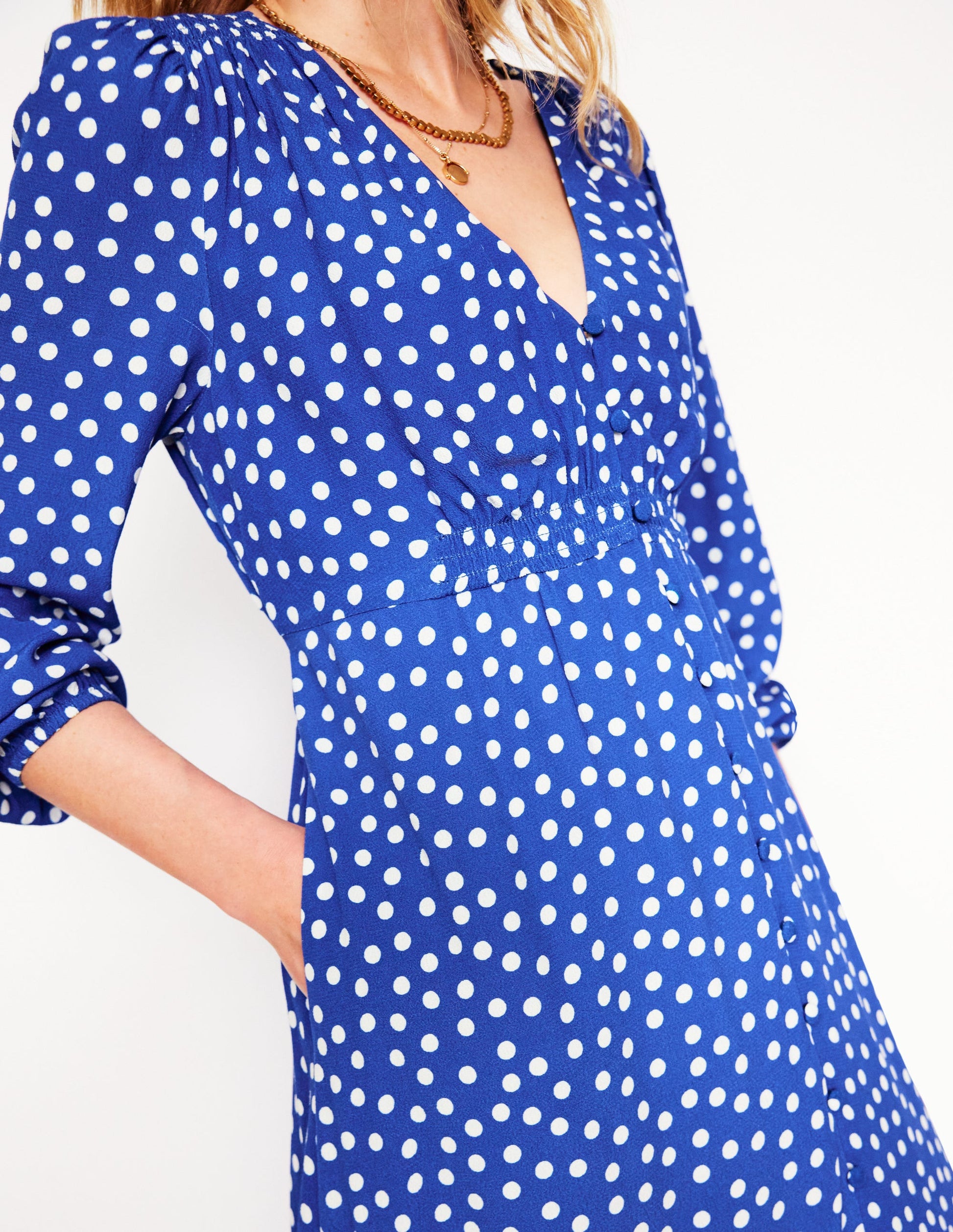 Cynthia Button Tea Dress-Bright Blue, Abstract Dot | Boden UK Cynthia Button Tea Dress-Bright Blue, Abstract Dot | Boden UK