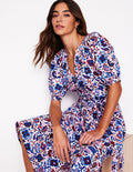 Bria Puff Sleeve Midi Dress-Multi, Oriental Paradise