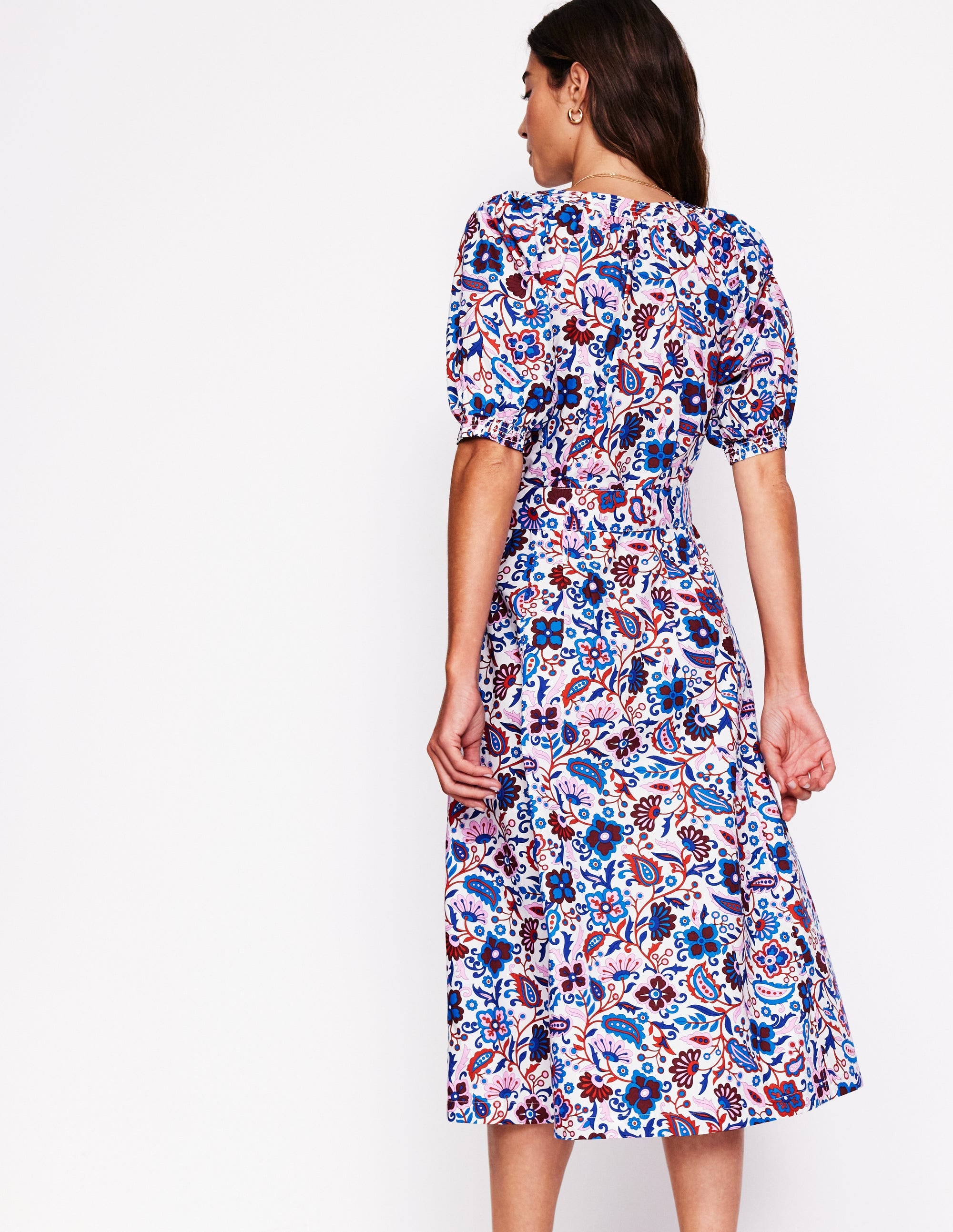 Bria Puff Sleeve Midi Dress-Multi, Oriental Paradise - Image 3
