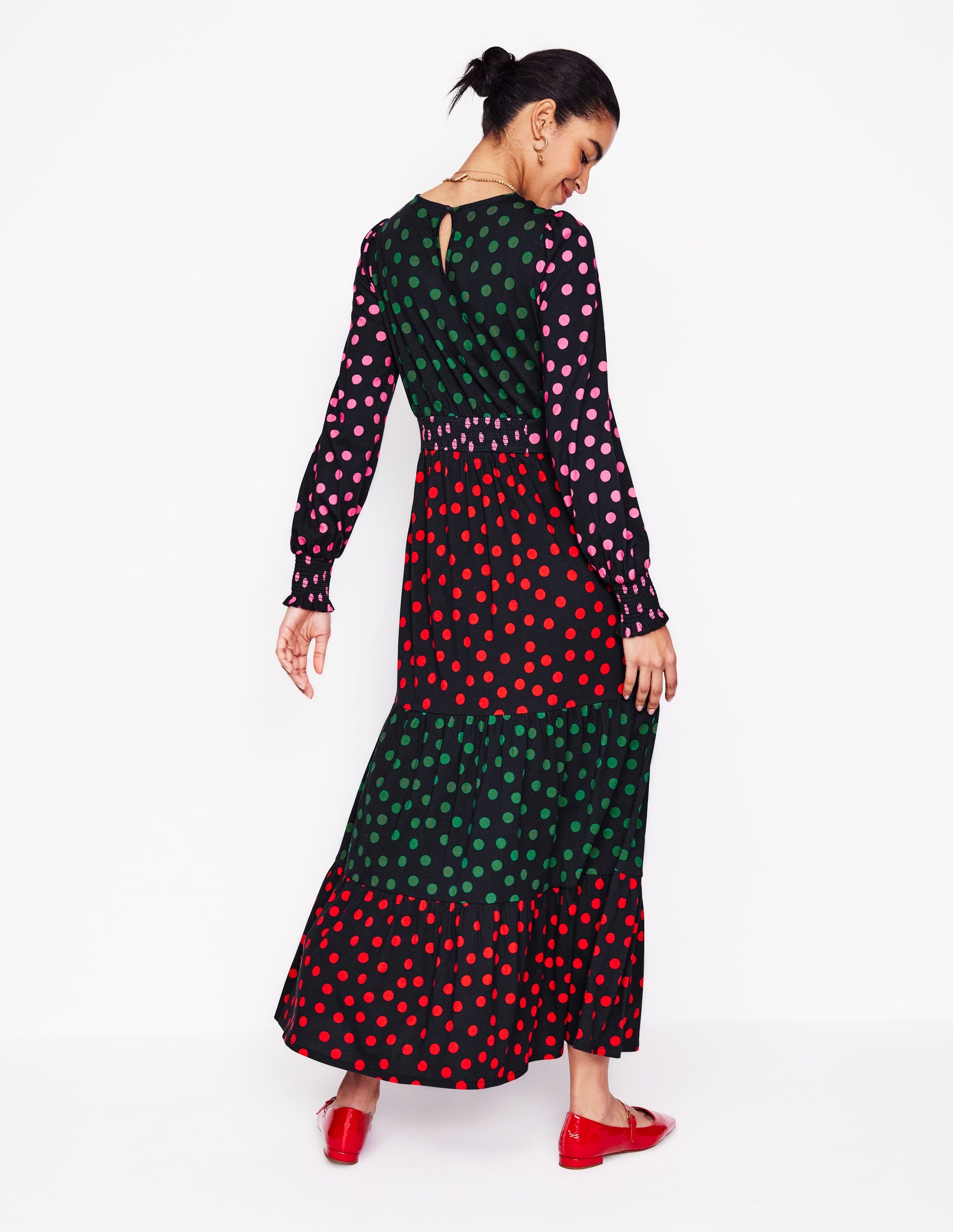 Tabitha Tiered Jersey Dress-Multi, Abstract Dot - Image 3
