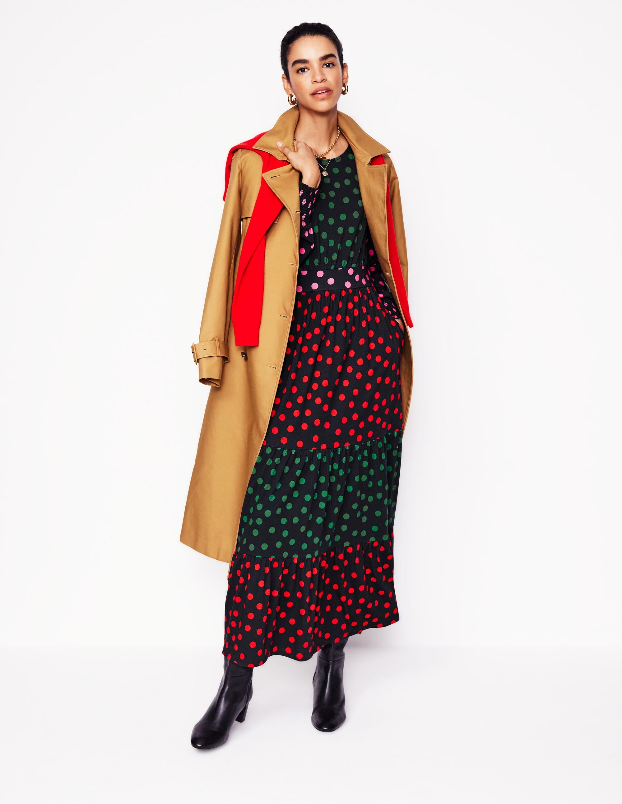 Tabitha Tiered Jersey Dress-Multi, Abstract Dot - Image 5