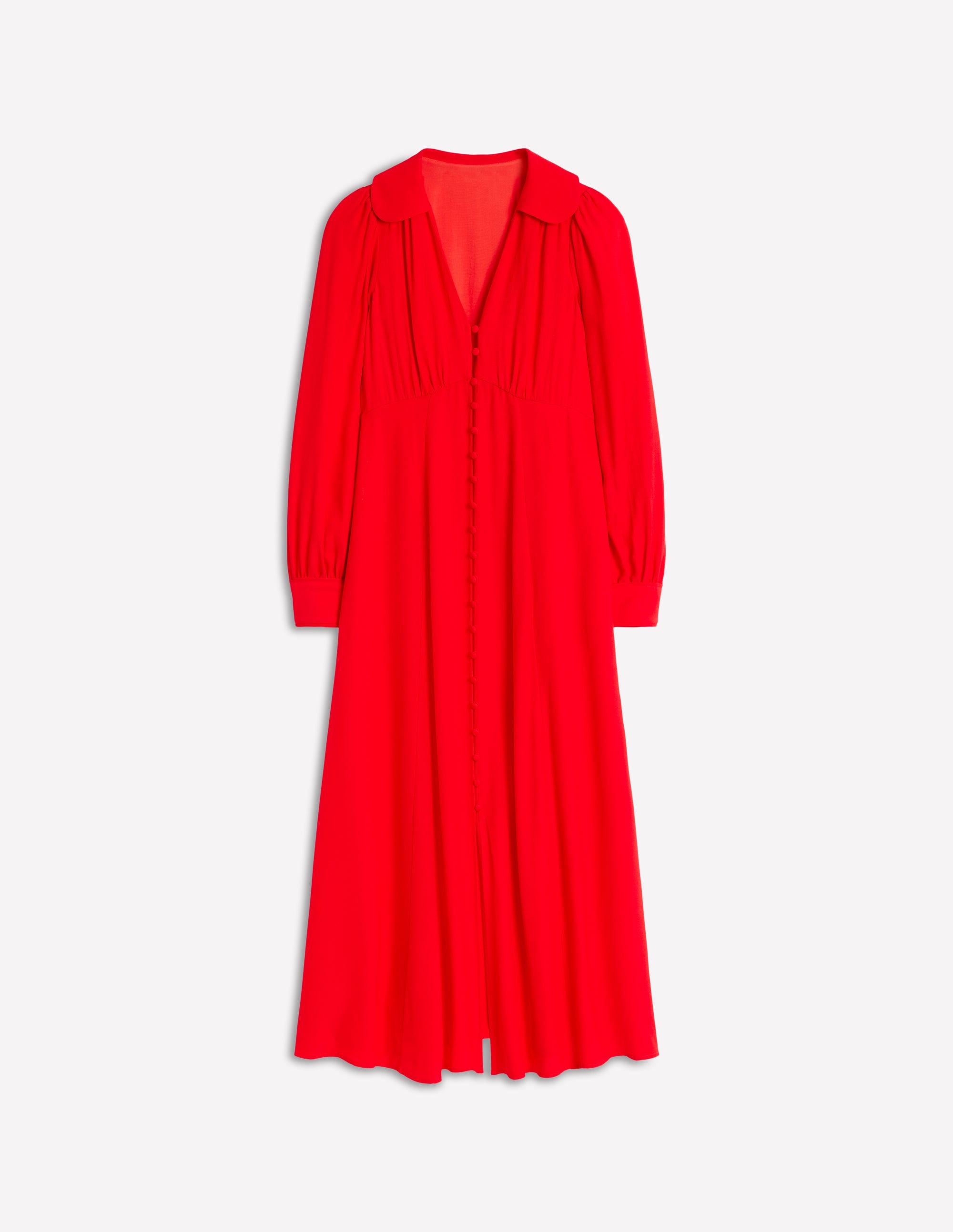 Scalloped Collar Tea Dress-Poppy Red - Image 7