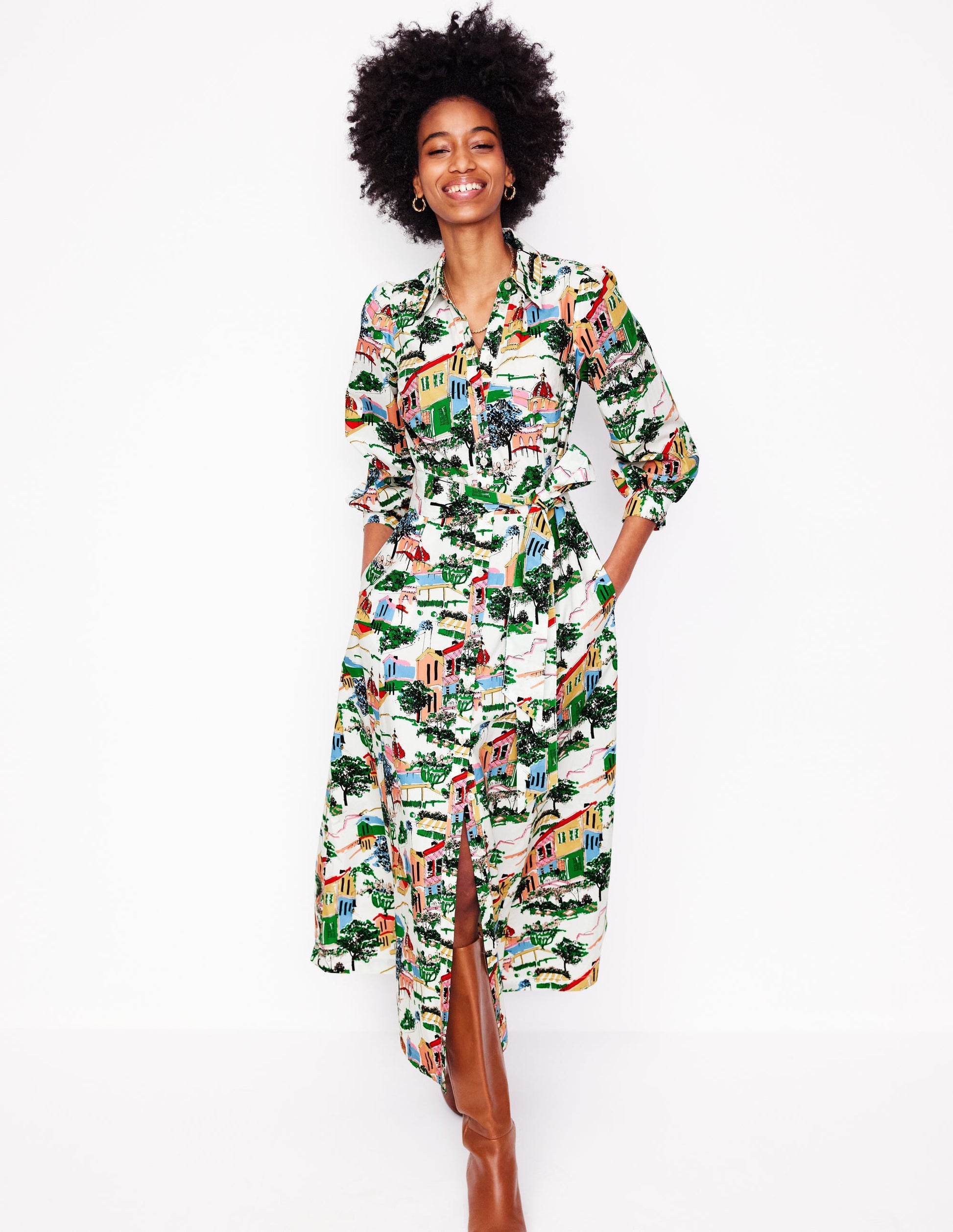 Clara Cotton Shirt Dress-Multi, Painted Village Clara Cotton Shirt Dress-Multi, Painted Village