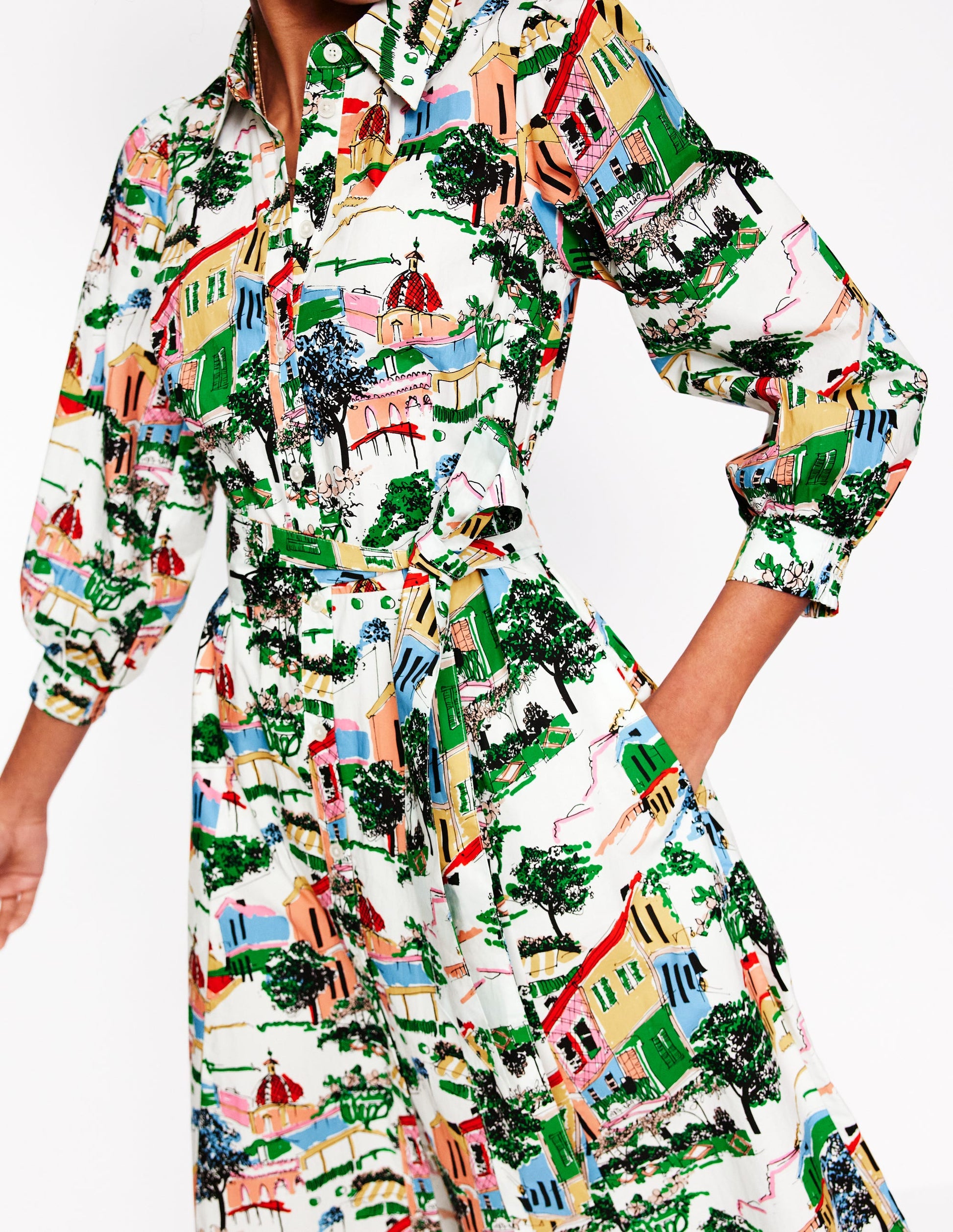 Clara Cotton Shirt Dress-Multi, Painted Village | Boden UK Clara Cotton Shirt Dress-Multi, Painted Village | Boden UK
