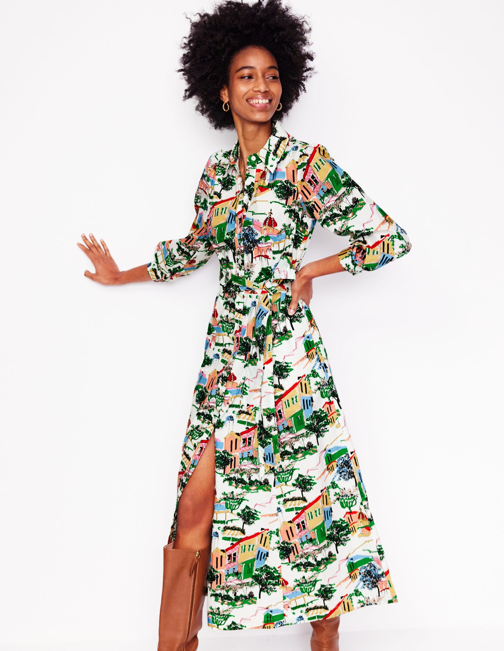 Clara Cotton Shirt Dress-Multi, Painted Village Clara Cotton Shirt Dress-Multi, Painted Village