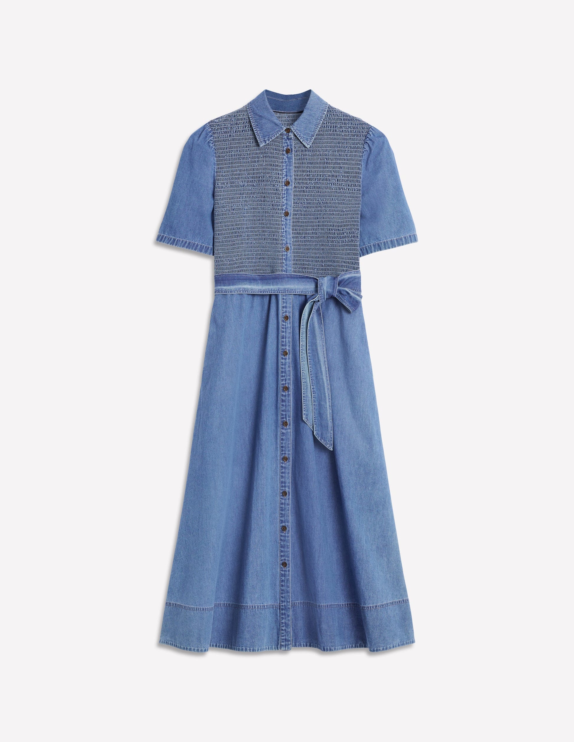 Amber Denim Midi Dress-Light Vintage Denim-2