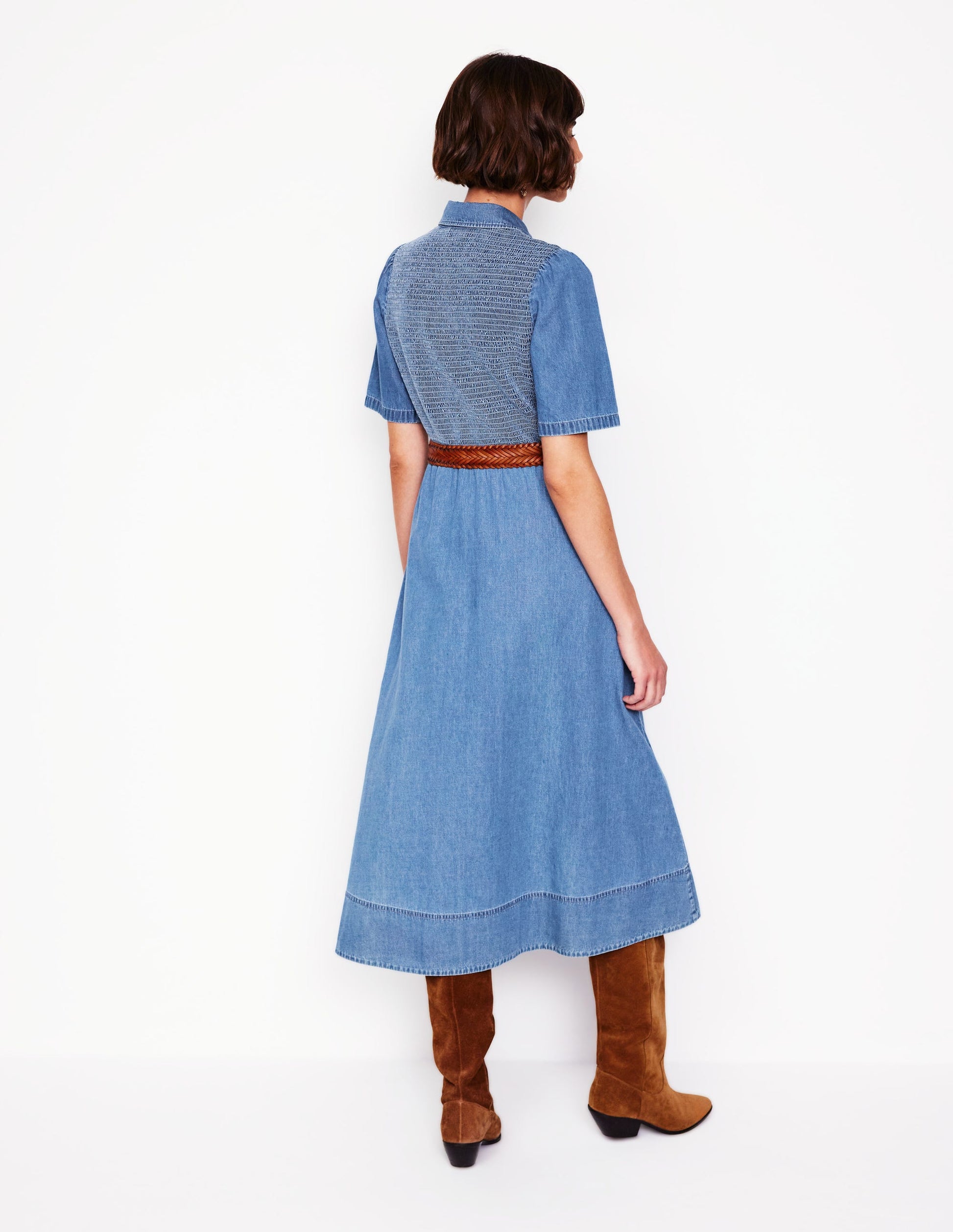 Amber Denim Midi Dress-Light Vintage Denim-5