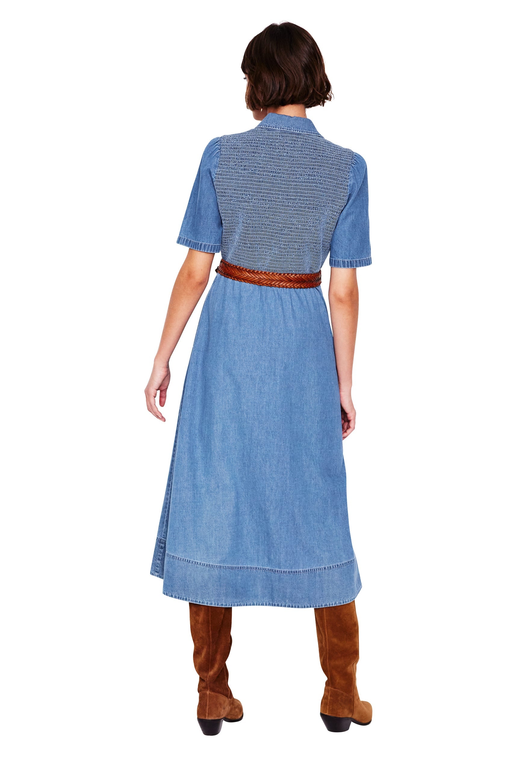 Amber Denim Midi Dress-Light Vintage Denim-8