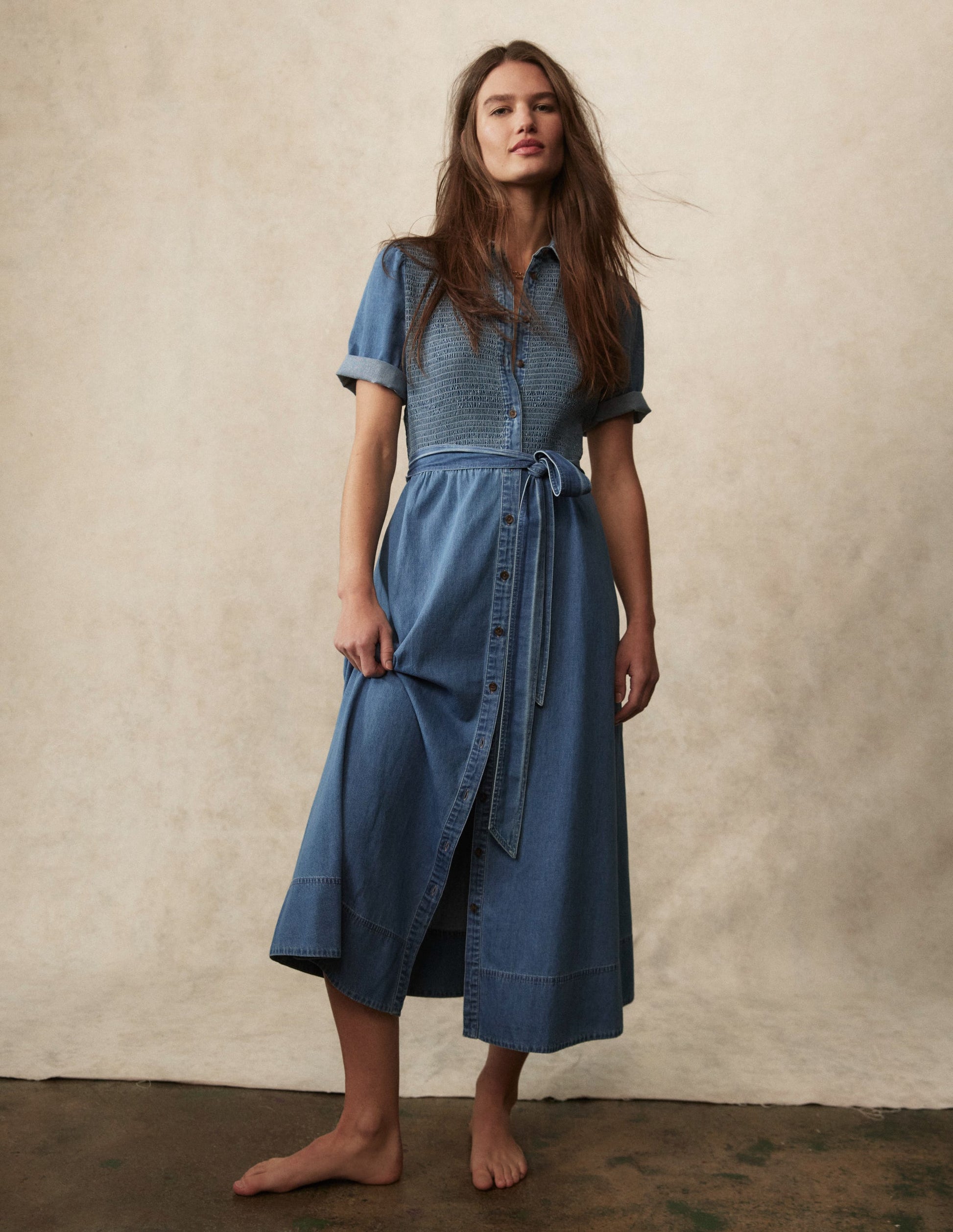 Amber Denim Midi Dress-Light Vintage Denim-1
