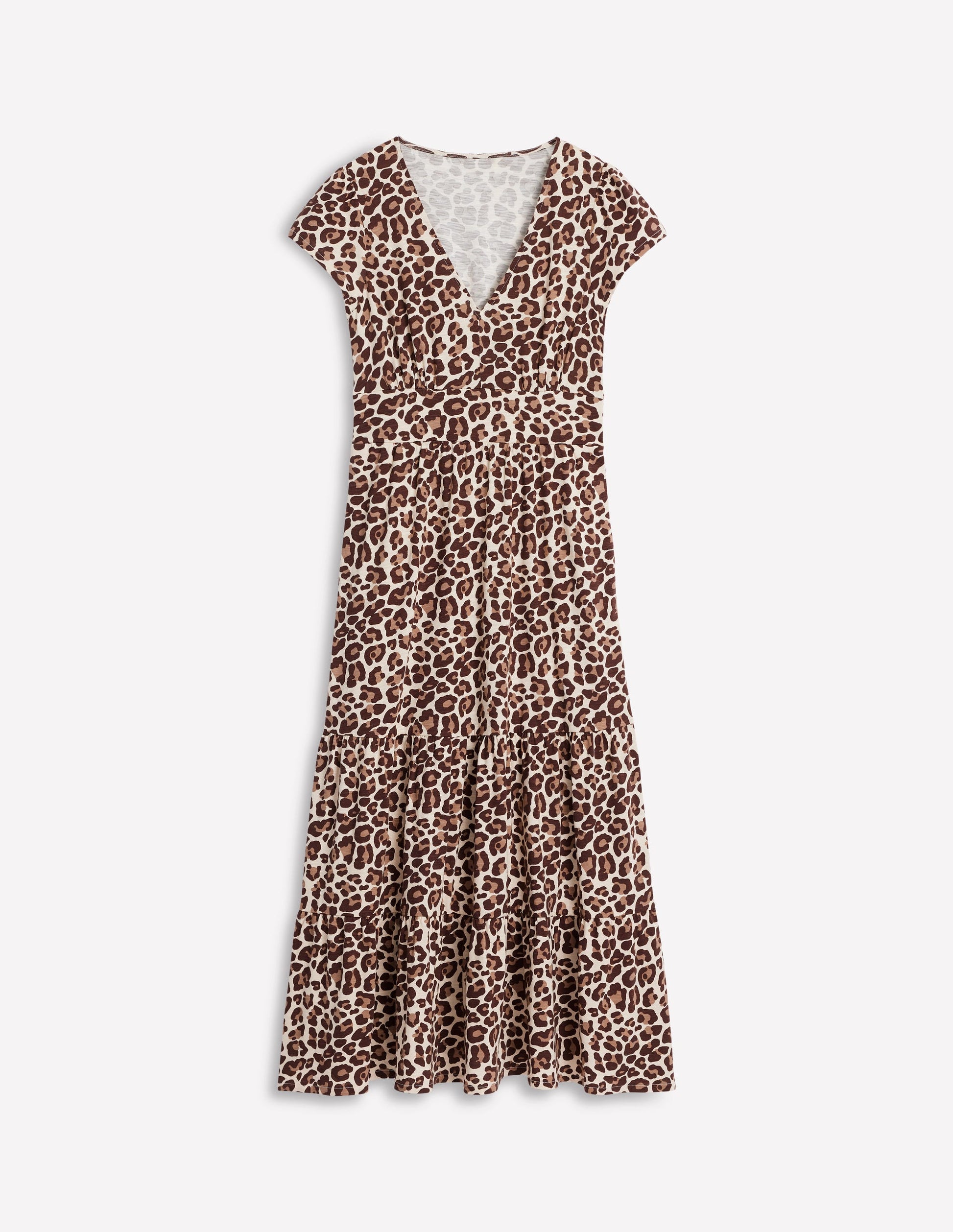 boden eloise jersey dress Eloise Tiered Jersey Dress - Cheetah Pop