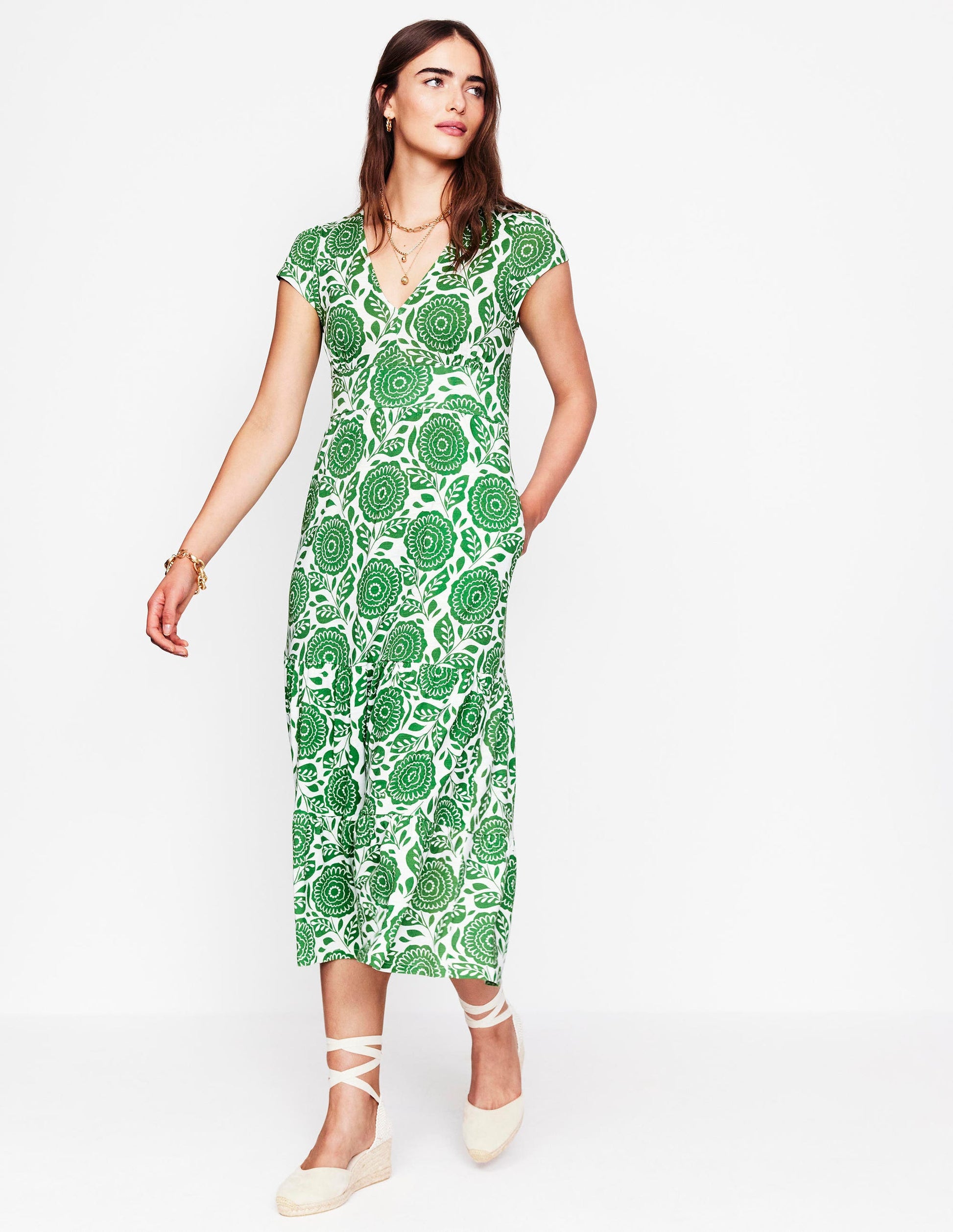 Boden Green Boden Petite Dresses Sale Eloise Tiered Jersey Dress