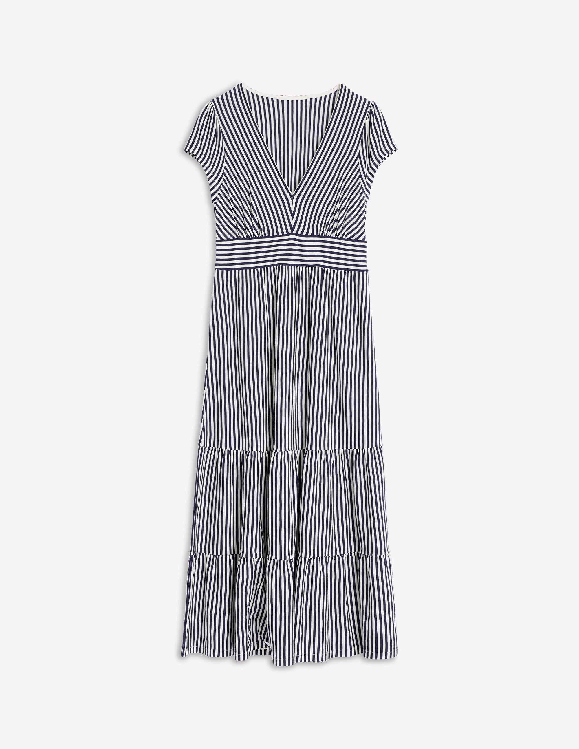 Eloise Tiered Jersey Dress-French Navy and Ivory Stripe - Image 5