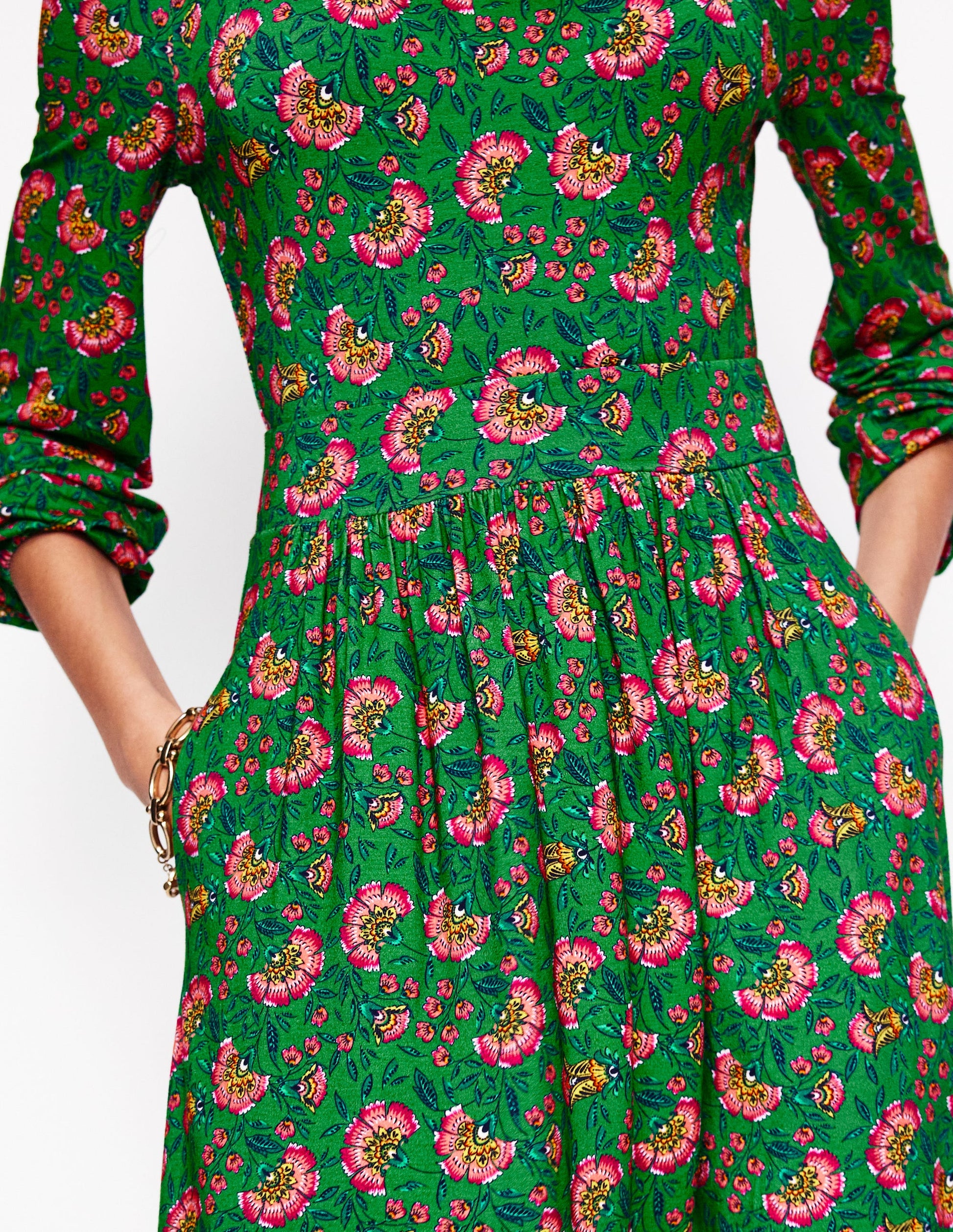 Alexandra Blouson Jersey Dress-Paradise Green, Vine-2