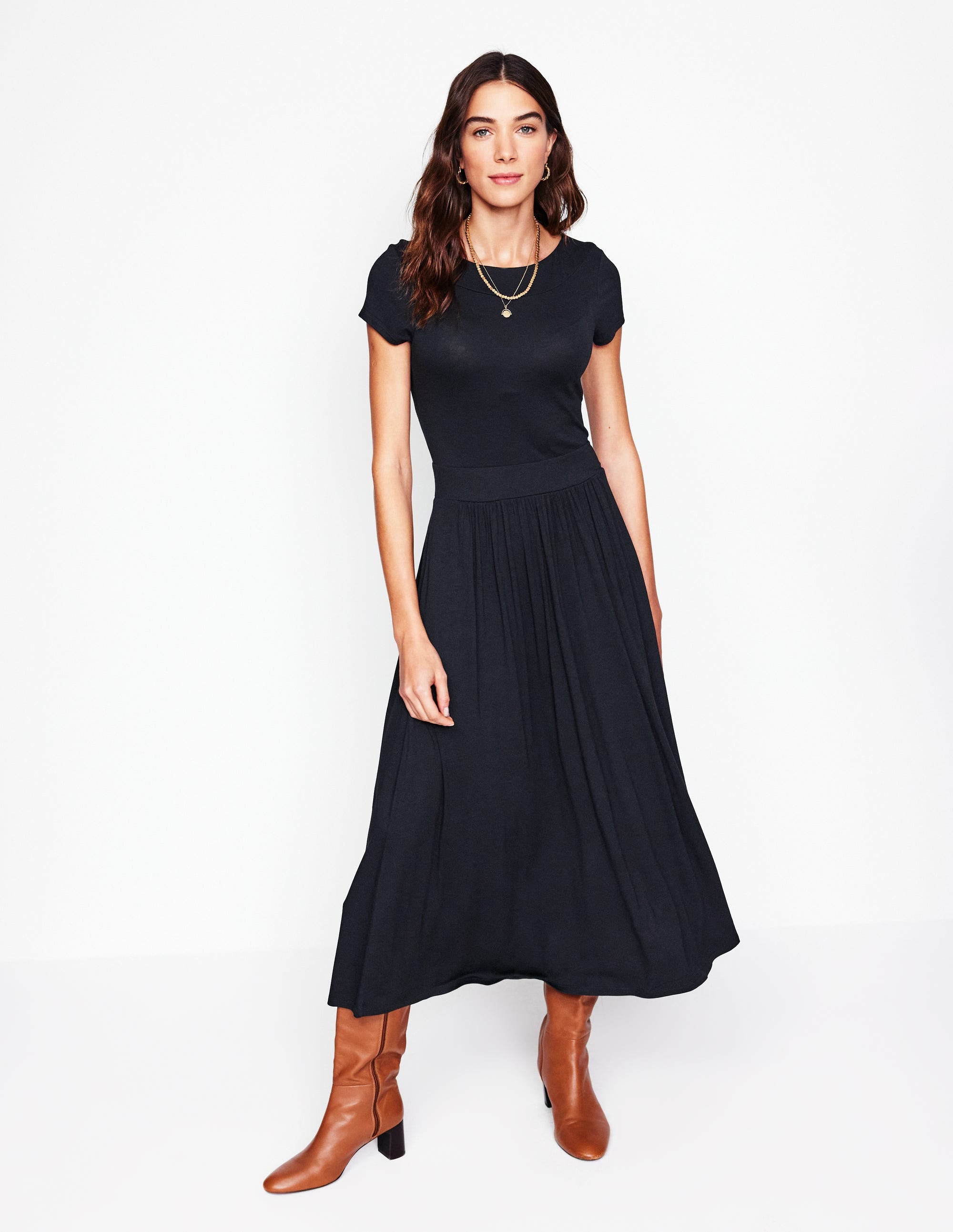 Melanie Jersey Midi Dress-Black - Image 1