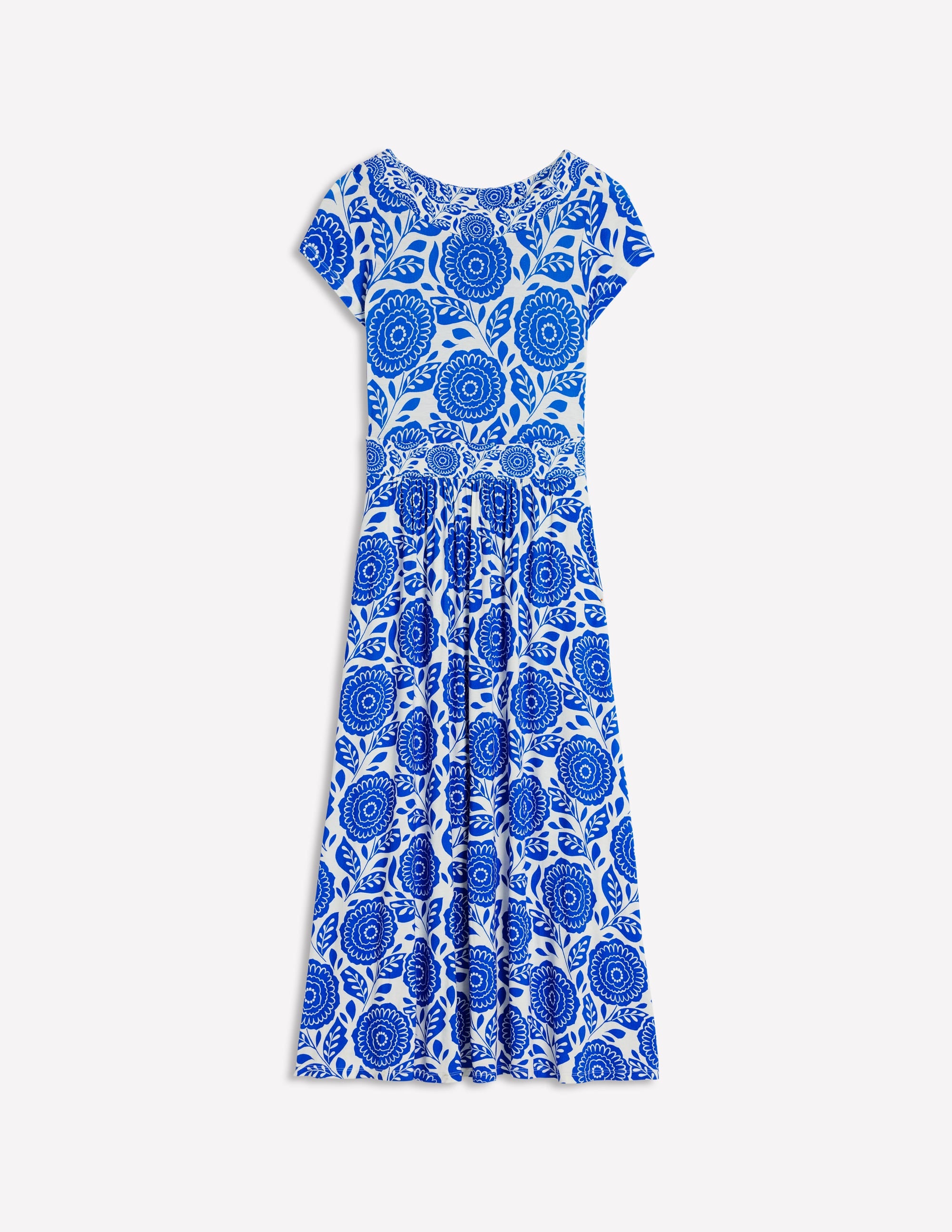 Melanie Jersey Midi Dress-Gallery Blue, Dahlia Stamp - Image 6