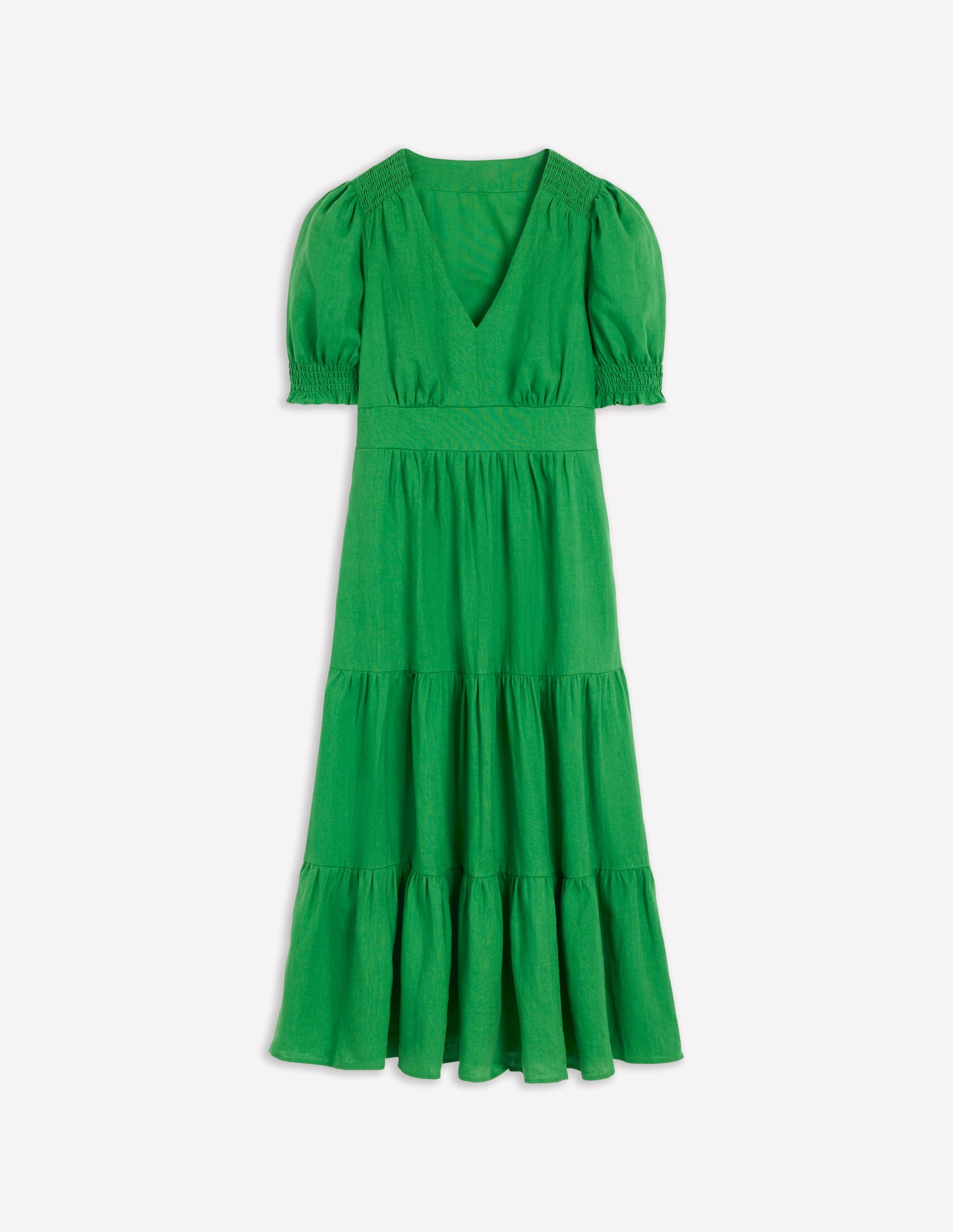 Anna Linen Tiered Midi Dress-Paradise Green | Boden UK Anna Linen Tiered Midi Dress-Paradise Green | Boden UK