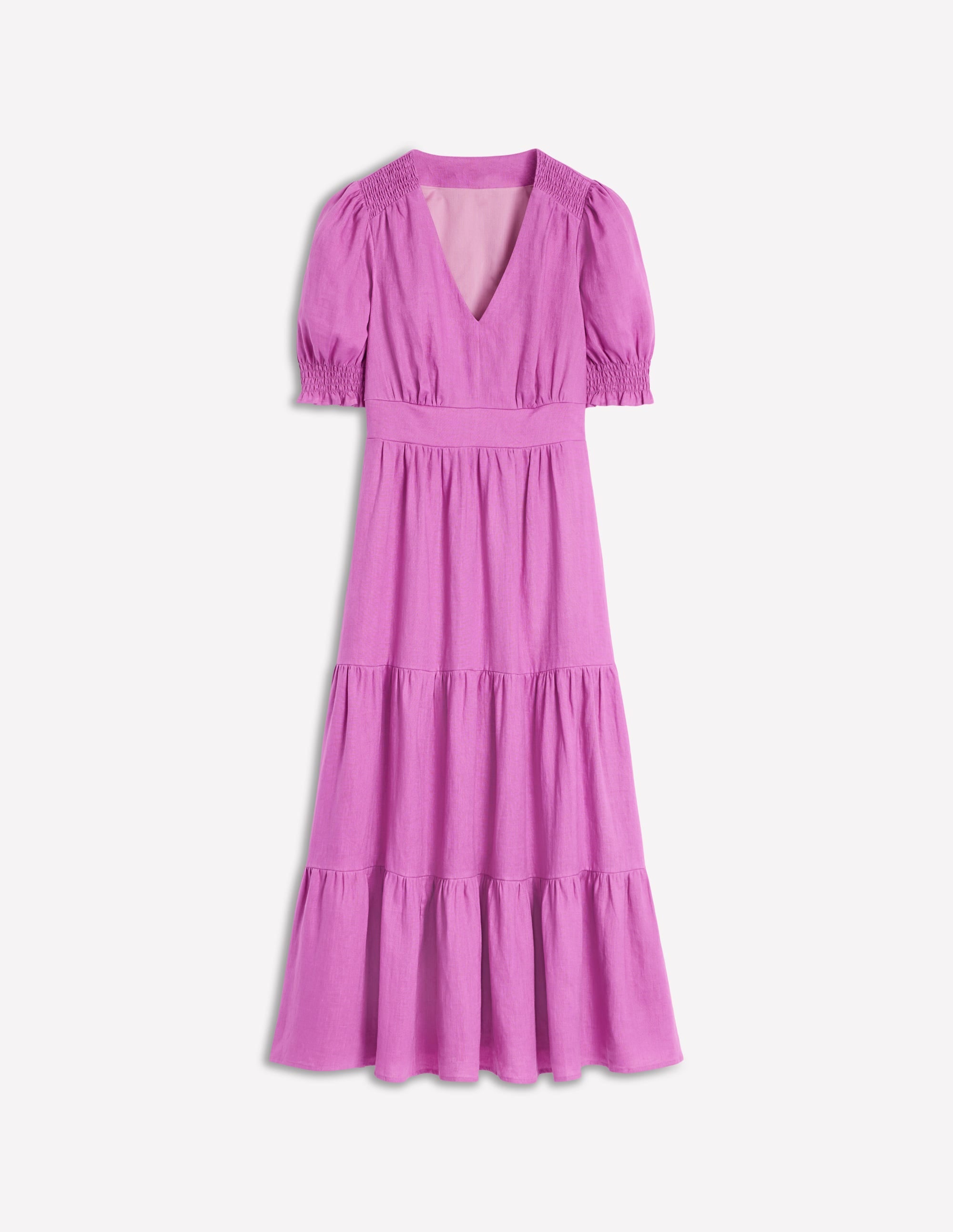 Anna Linen Tiered Midi Dress-Foxglove Purple - Image 5