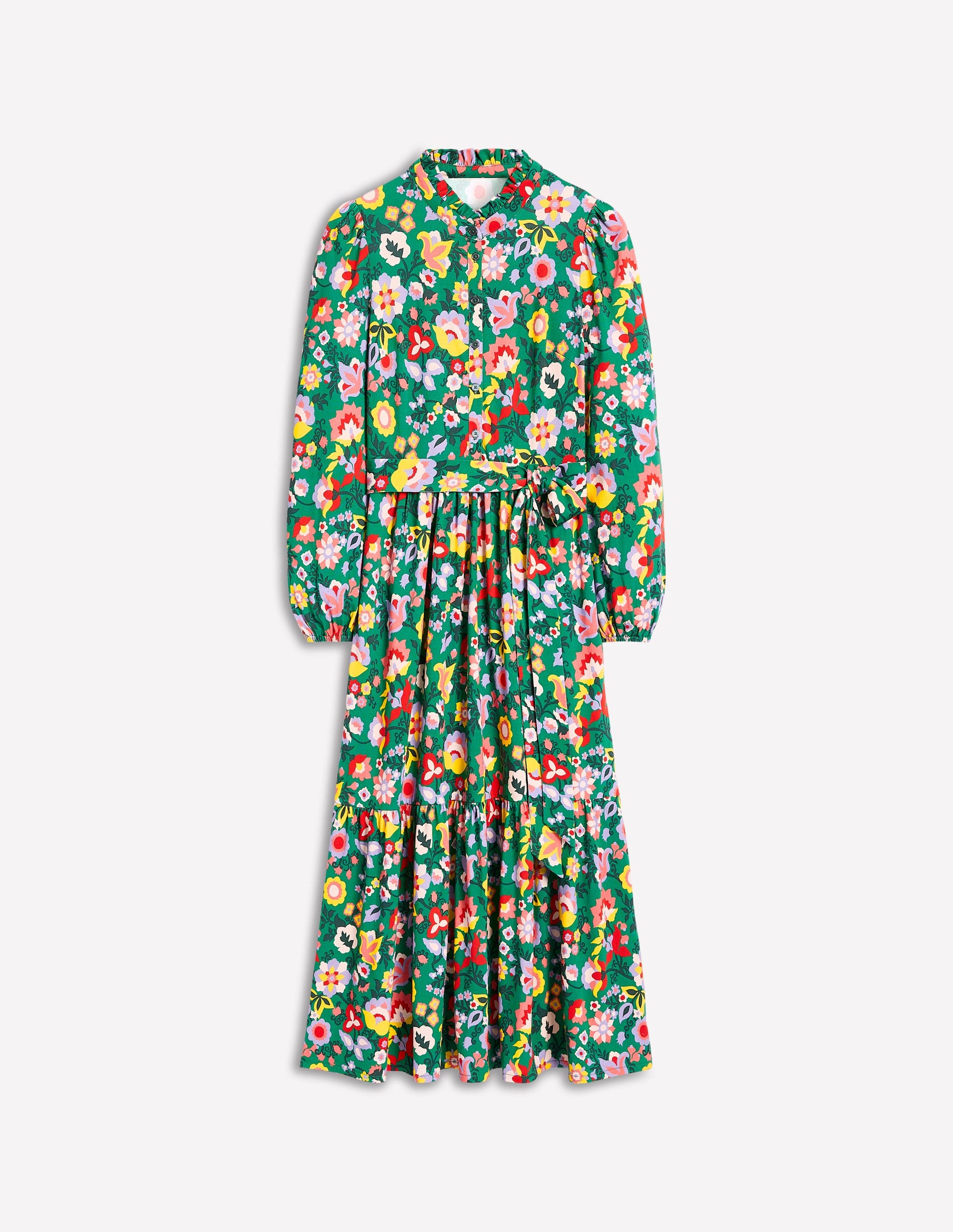 Willow Tiered Jersey Dress-Forest Grass, Flourishing Vine | Boden UK Willow Tiered Jersey Dress-Forest Grass, Flourishing Vine | Boden UK