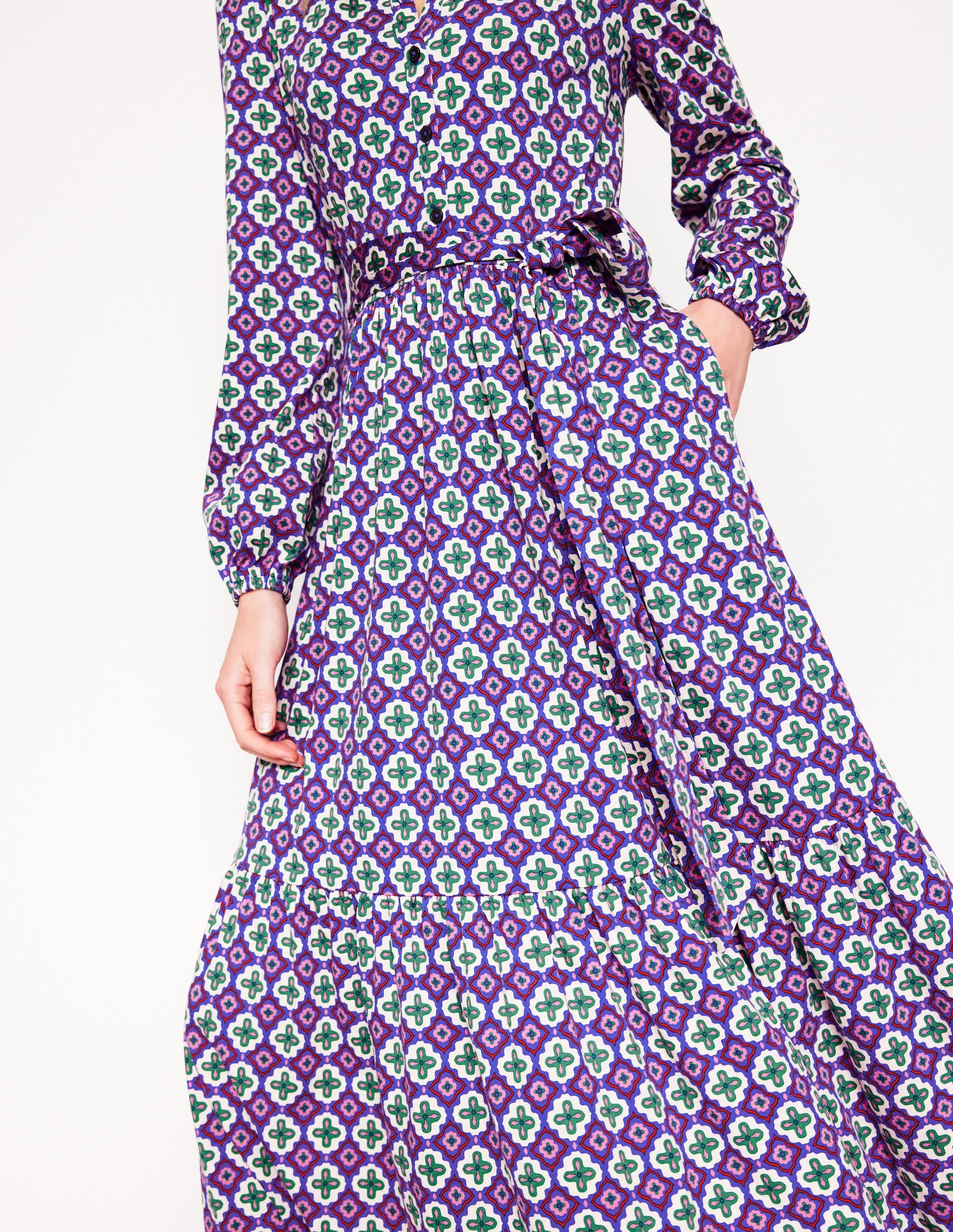 Willow Tiered Jersey Dress-Multi, Moroccan Diamond - Image 2