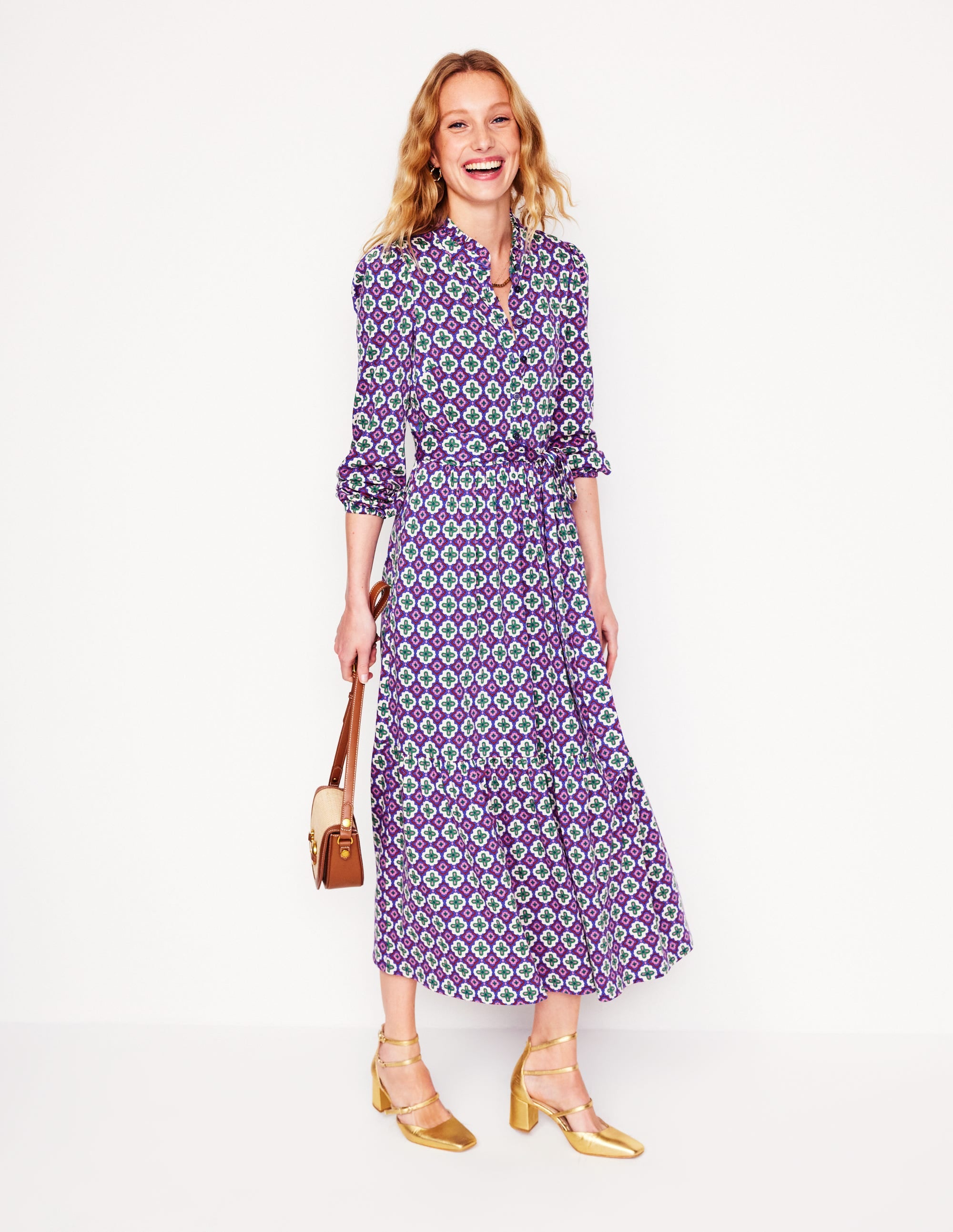 Willow Tiered Jersey Dress-Multi, Moroccan Diamond - Image 4