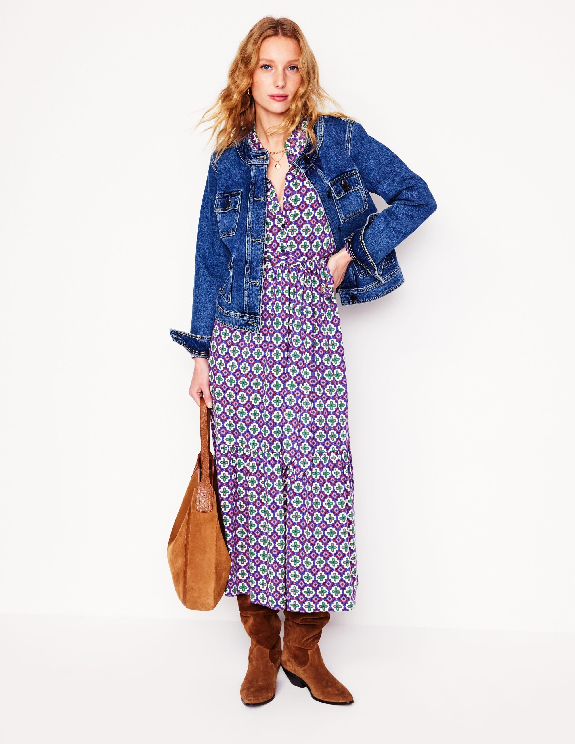 Willow Tiered Jersey Dress-Multi, Moroccan Diamond - Image 5