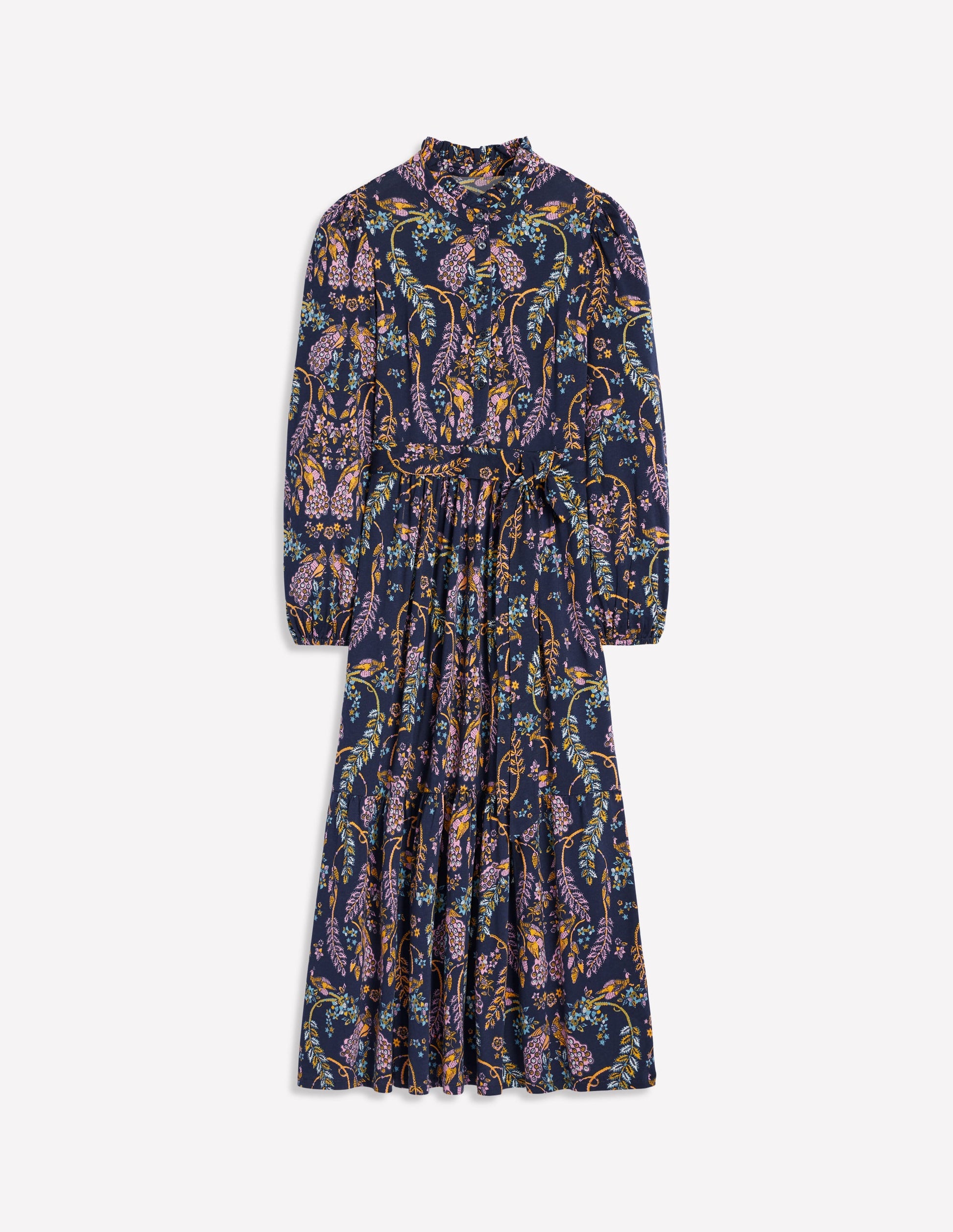 Willow Tiered Jersey Dress-French Navy,Enchanting Peacock | Boden AU Willow Tiered Jersey Dress-French Navy,Enchanting Peacock | Boden AU