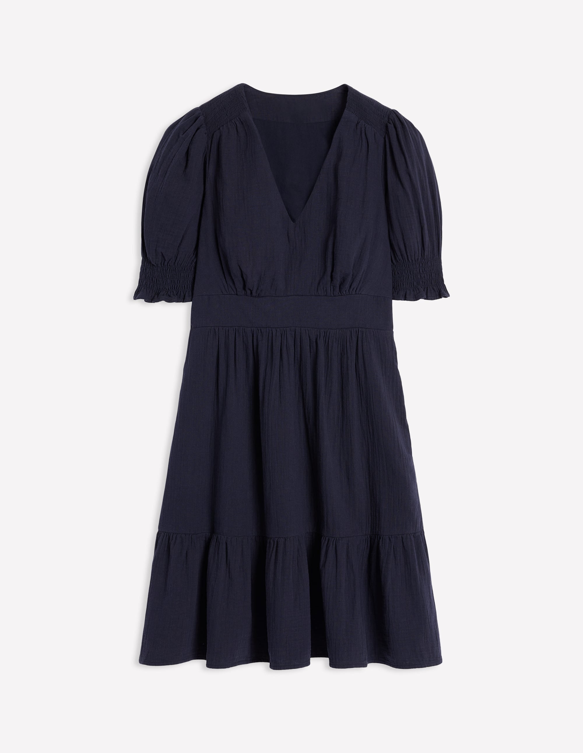 Anna Double Cloth Short Dress-Navy - Image 5