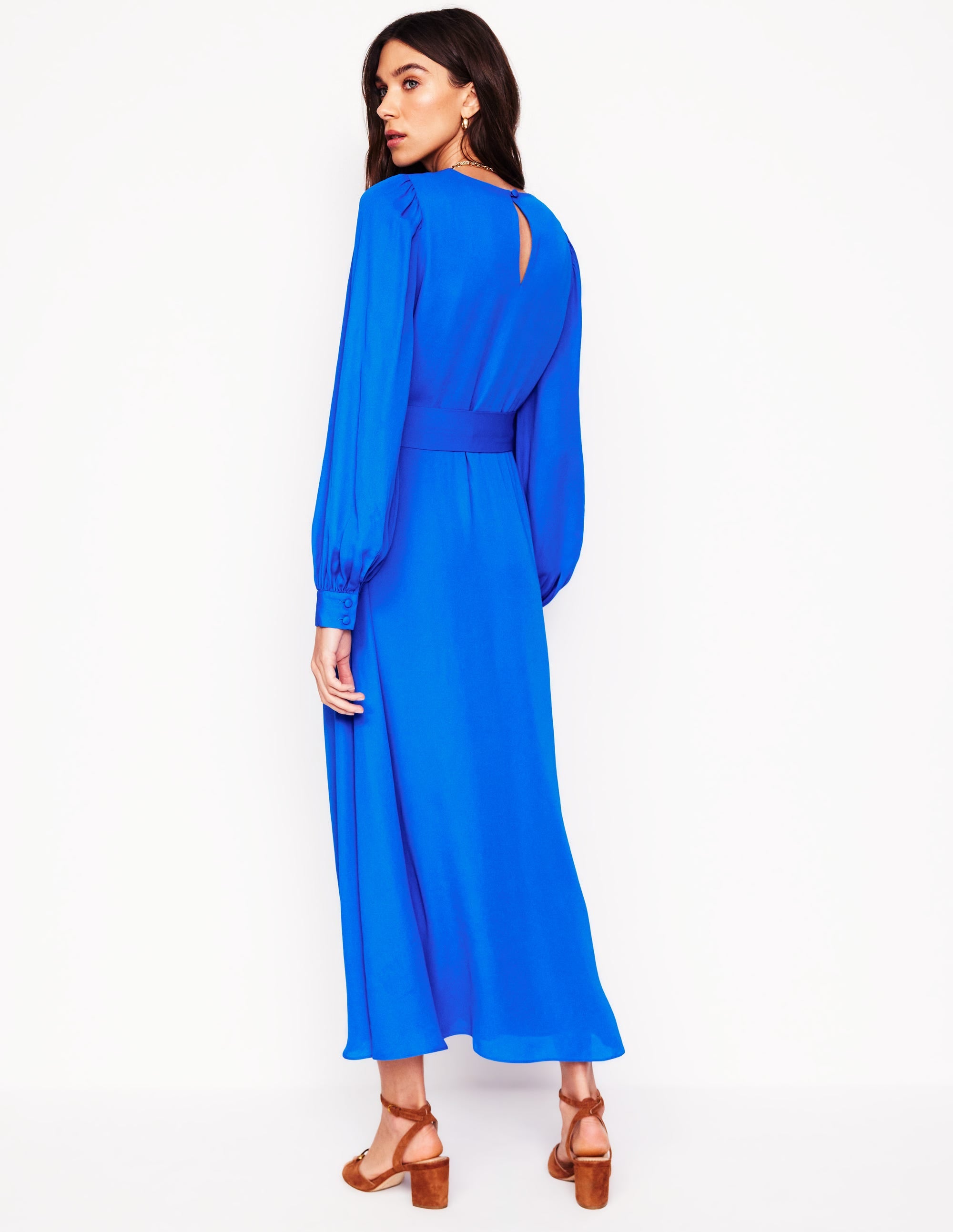 Blouson Sleeve Midi Dress-Gallery Blue - Image 4