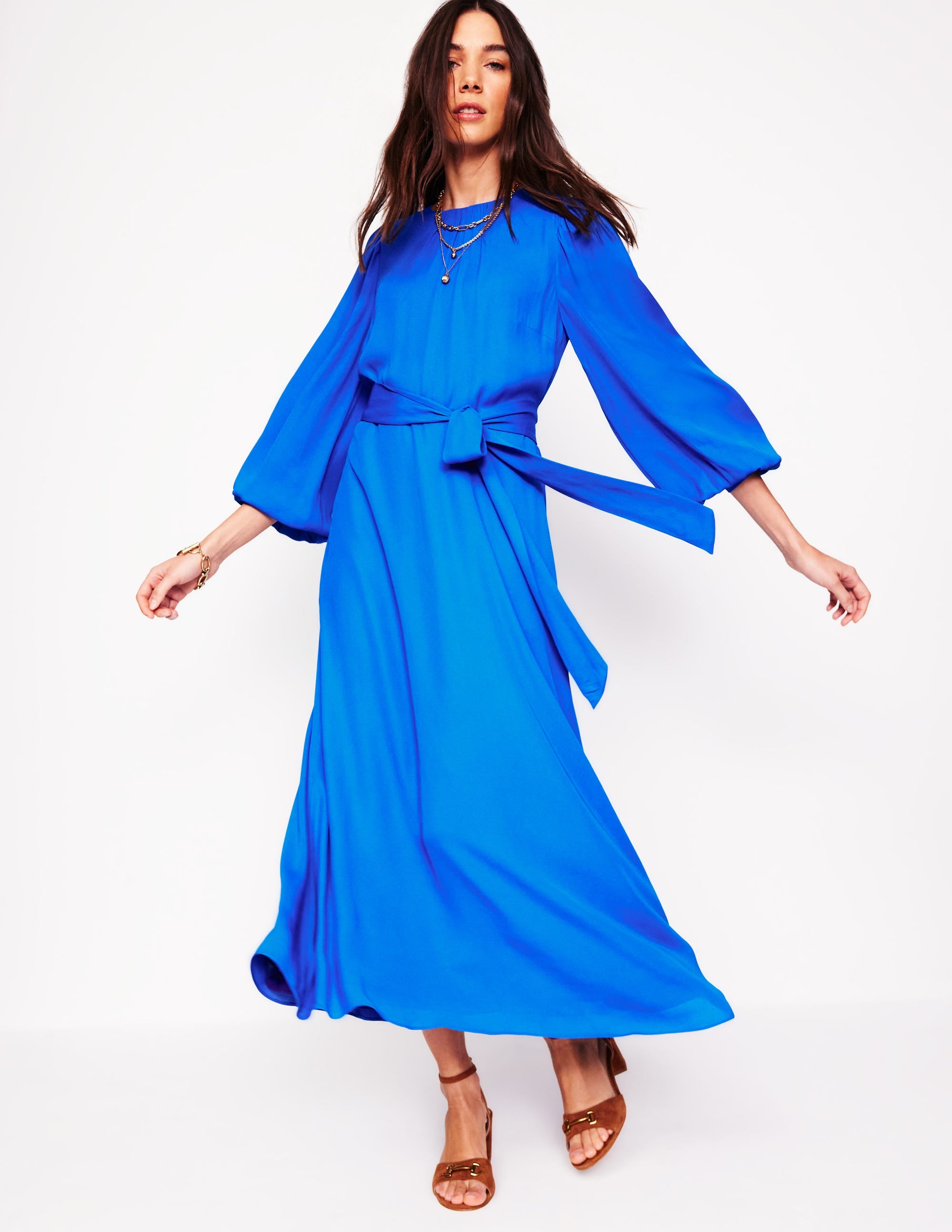 Blouson Sleeve Midi Dress-Gallery Blue - Image 5